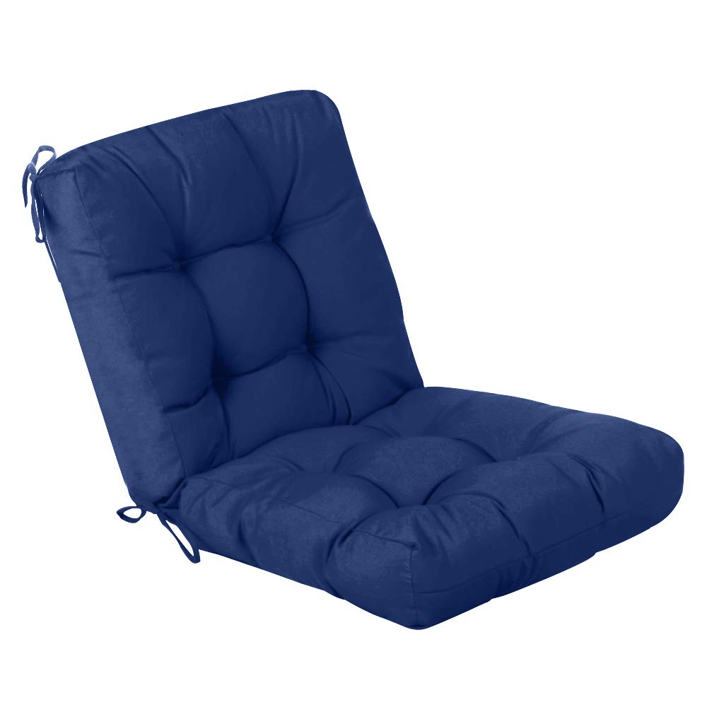 QILLOWAY Outdoor Chair Cushions - 4 Pack Tufted Seat & Back Pillows for Patio Furniture, Water-Resistant Navy Blue - Perfect for Spring/Summer Garden, Deck, Poolside Lounge