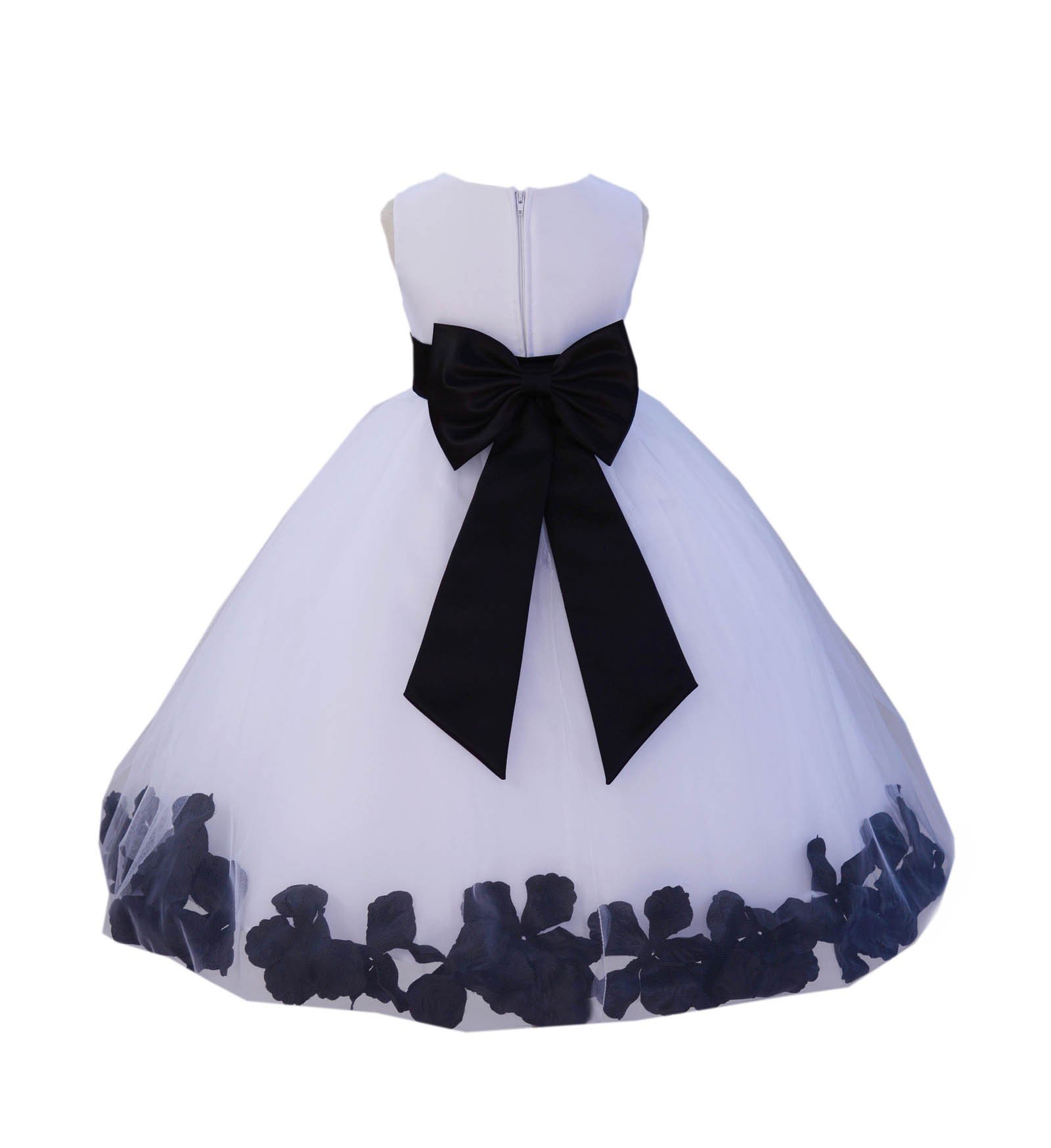 White Tulle Rose Petals Flower Girl Dress - Elegant Christening Gown for Weddings & Baptisms (Style 302T, Size 16) - Perfect for Flower Girls, First Communion & Special Occasions