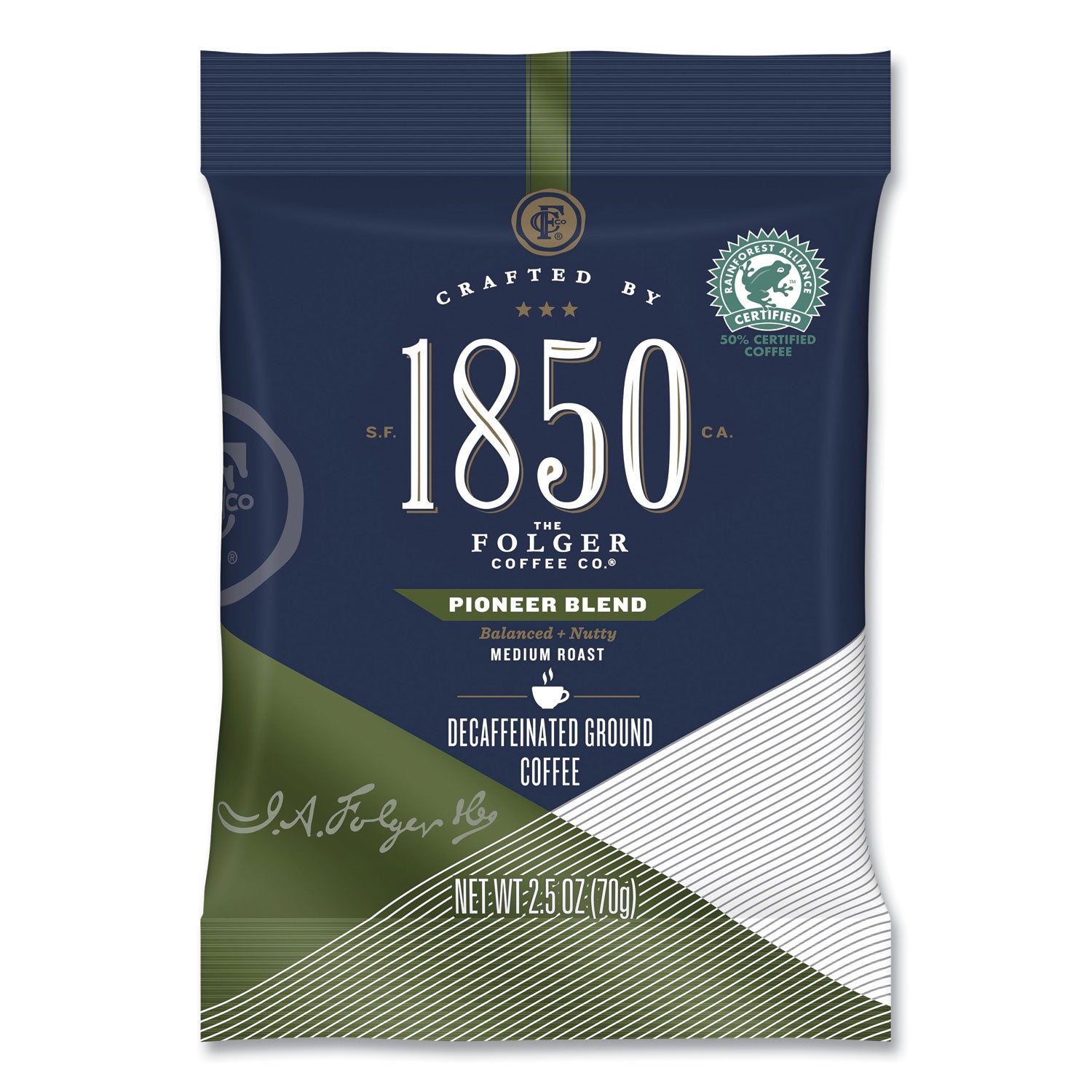 1850 Coffee Fraction Packs - Pioneer Blend Decaf Medium Roast (2.5 Oz, 24 Packs/Carton) | Perfect for Office, Camping & Travel | Single Serve Convenience | Specialty Coffee for Home & On-The-Go