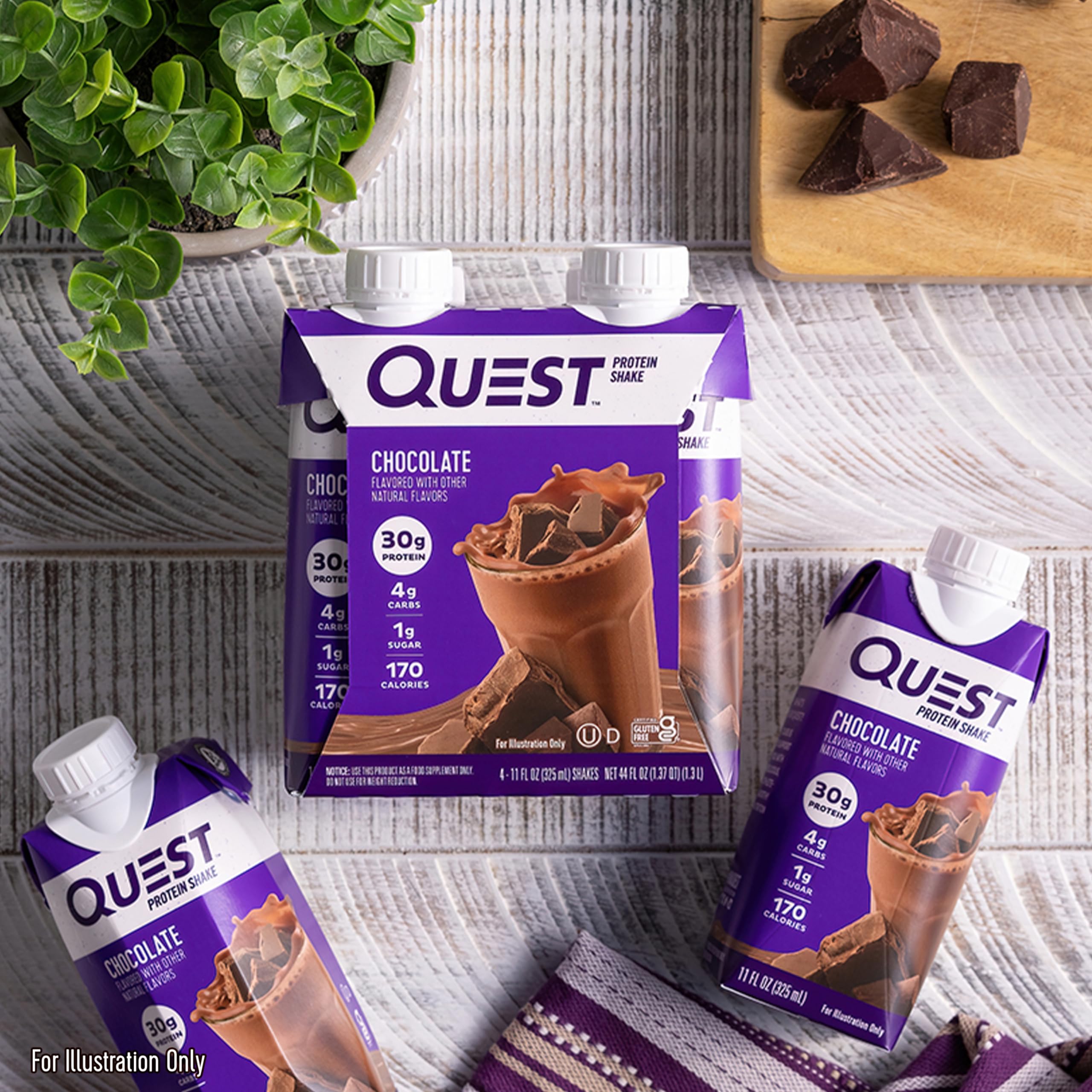Quest Nutrition Ready To Drink Chocolate Protein Shake - 30g Protein, 4g Net Carbs, Gluten Free, Keto Friendly, 11 fl oz (Pack of 12) - Perfect for Post-Workout Recovery, Meal Replacement & On-The-Go Nutrition