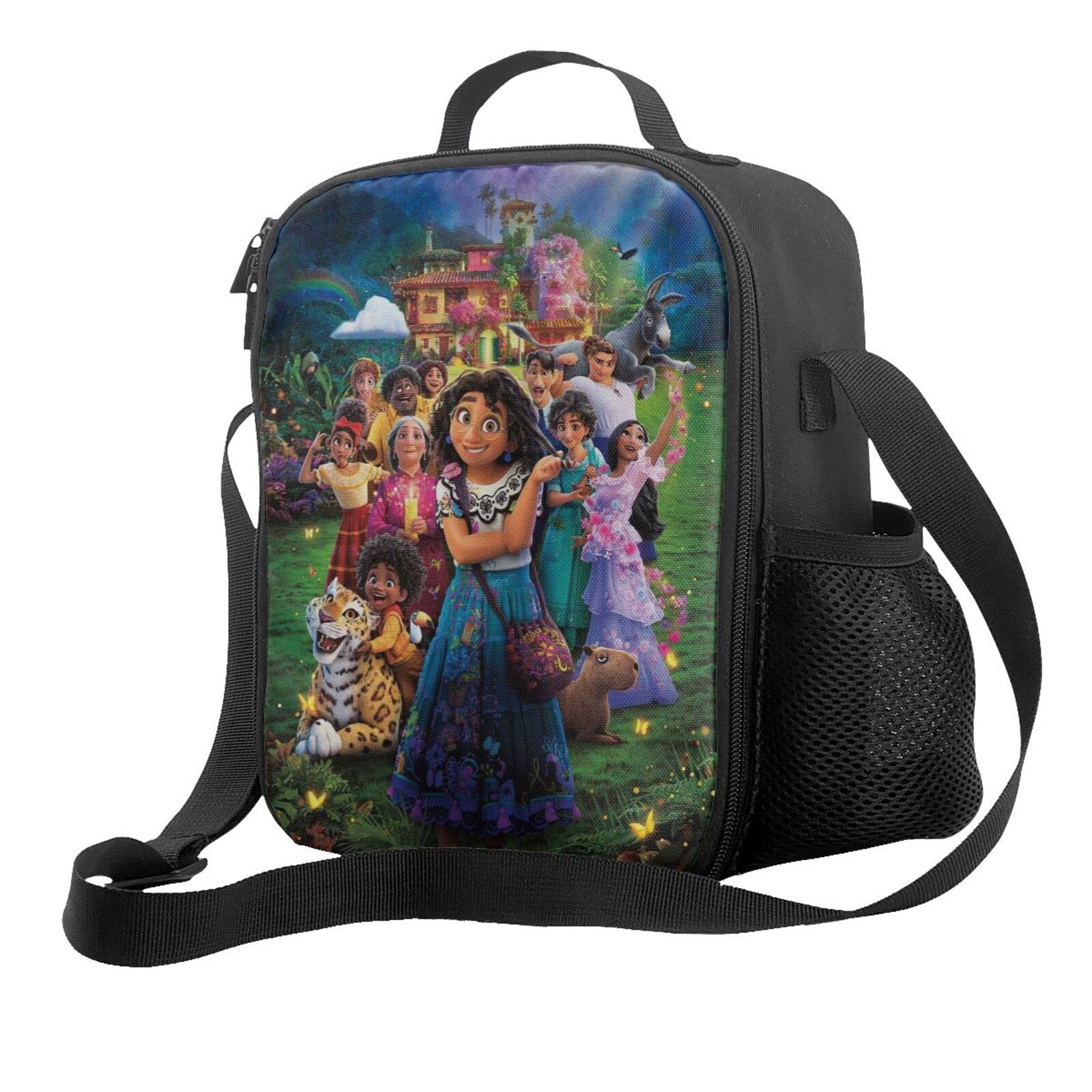 Mirabel Isabella Madrigal Insulated Lunch Bag - Reusable Thermal Tote for Hot & Cold Food - Portable Lunch Box for School, Work, Office - Perfect for Disney Fans, Kids, Adults (Black) | Great for Picnics, Disney Themed Parties & Everyday Use