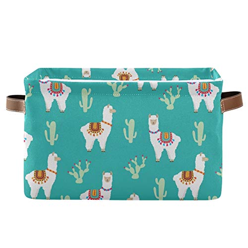 SEULIFE Large Foldable Storage Basket Organizer - 2 Pack Collapsible Cactus & Llama Alpaca Design, Kids Toy Storage Box with Handles for Nursery, Bathroom, Closet Organization | Perfect for Home Decor & Playroom Storage