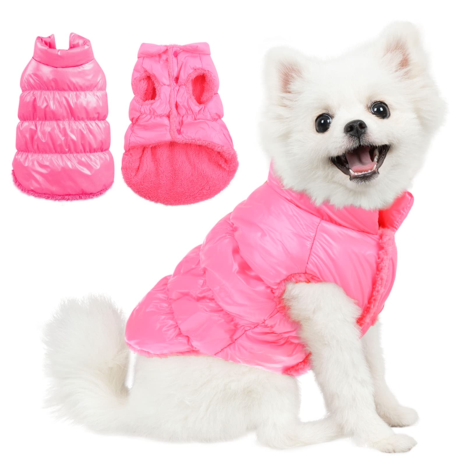 **AOFITEE Waterproof Winter Dog Jacket - Fleece-Lined Puffer Coat for Small & Medium Dogs, Warm Snowsuit Vest for Cold Weather (Pink, 3XL) - Perfect for Outdoor Walks, Snow Play & Winter Adventures**