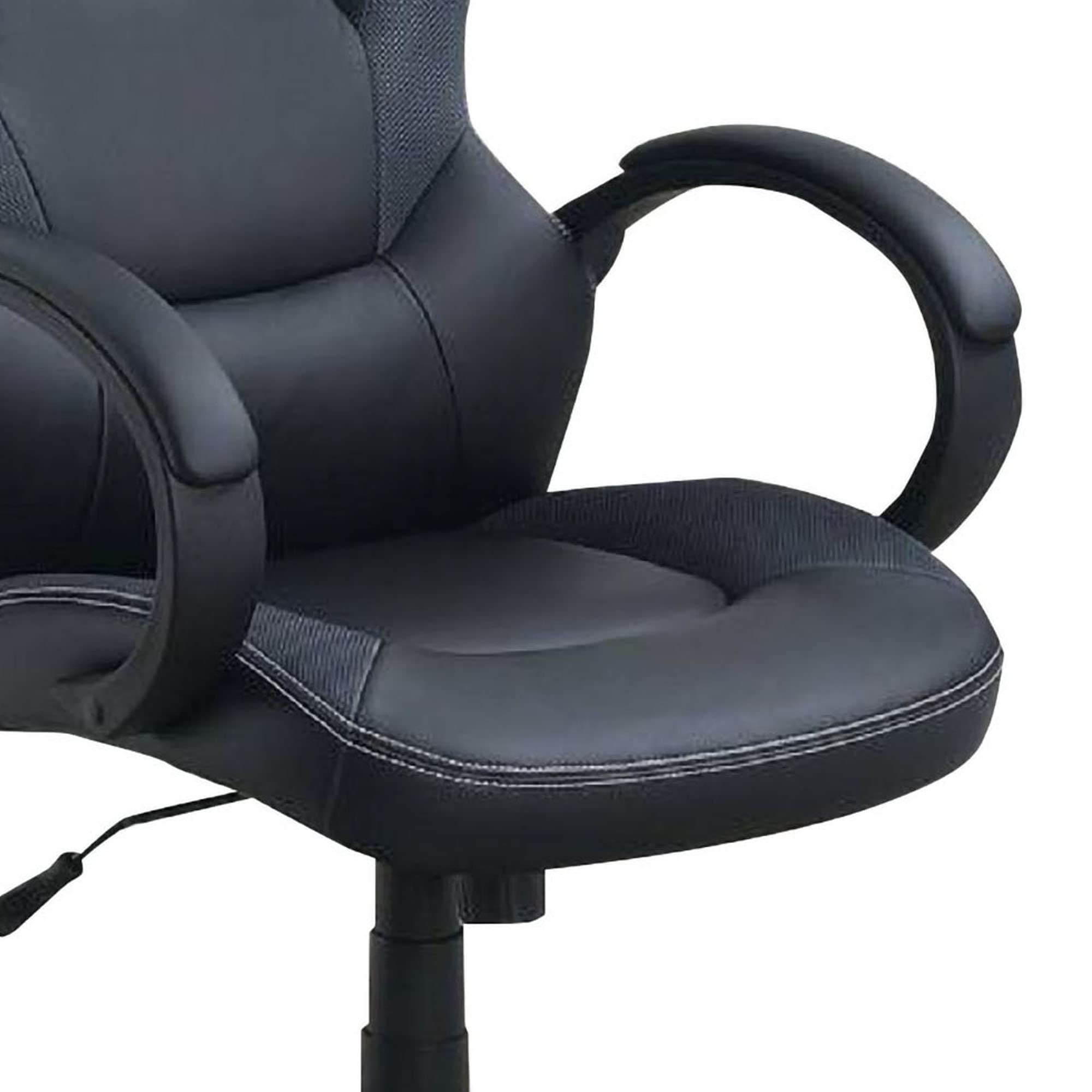 Benjara Ergonomic Office Chair with Curved Cut-Out Padded Back - Black - Comfortable Desk Chair for Home Office, Gaming & Workspace