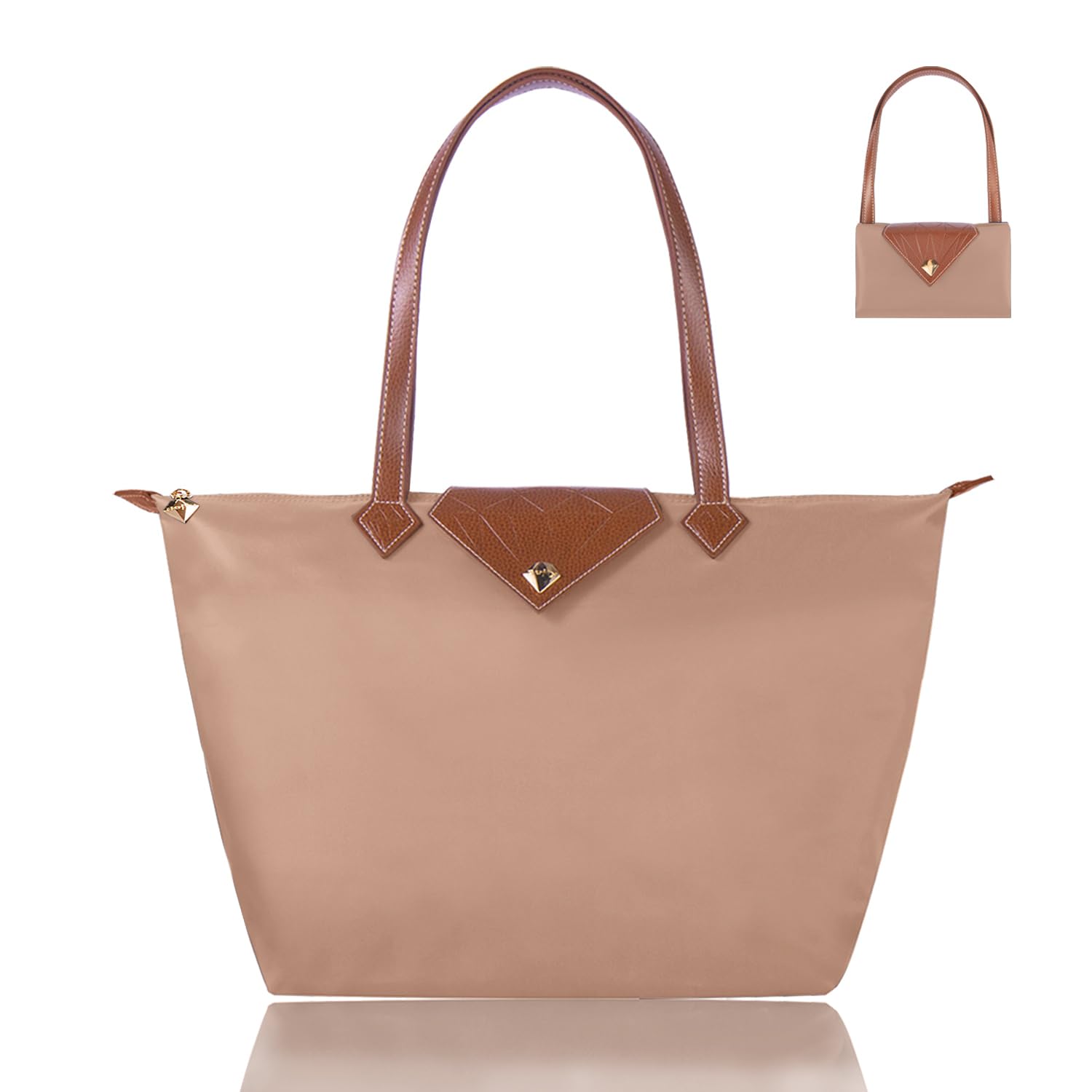 Stylish Waterproof Nylon Women's Tote Bag - Large Folding Shoulder Bag for Work, Travel, Beach & Shopping | Durable Ladies Handbag for Office, Commute & Vacation Essentials