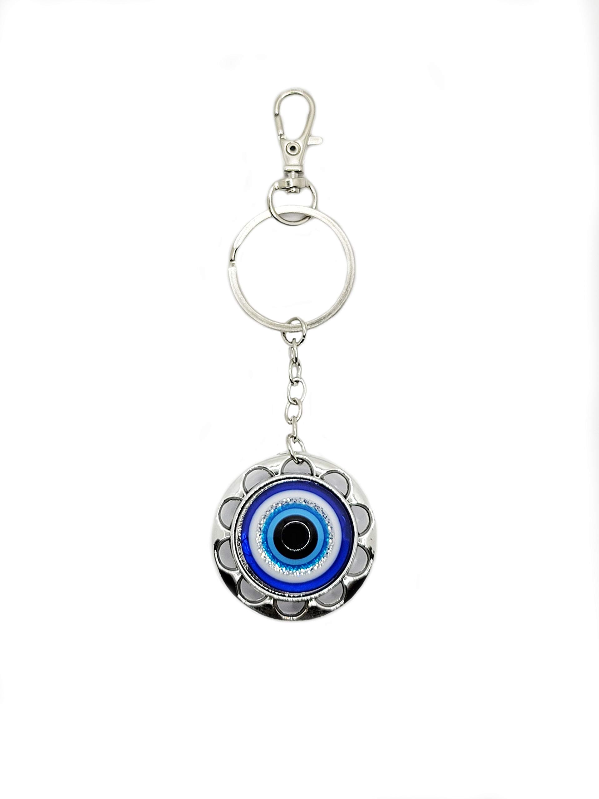 LUCKBOOSTIUM Evil Eye Charm Flower Clasp - Blue, White, Black Protection Amulet for Good Luck & Blessings - 1.5