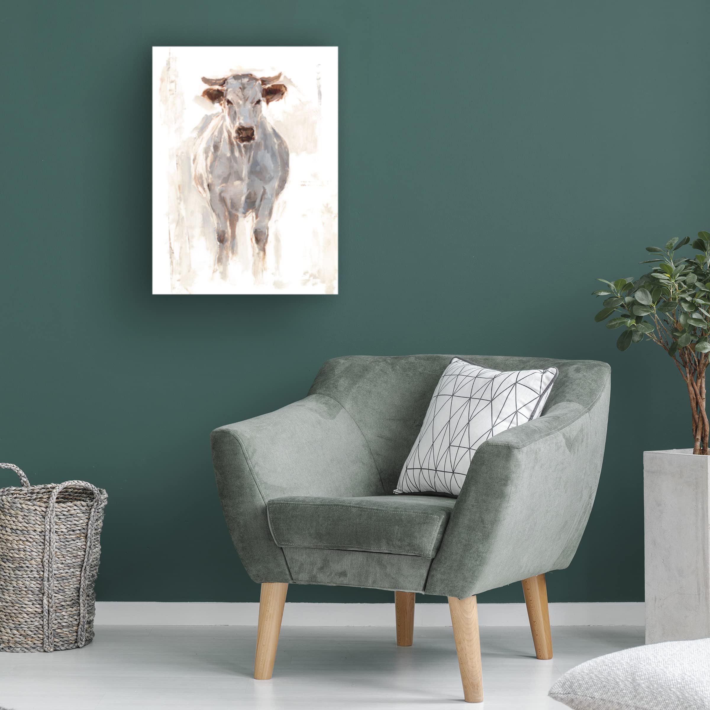 Ethan Harper 'Sunlit Cows I' Canvas Wall Art Print - Farmhouse Animal Painting for Living Room, Bedroom & Office Decor