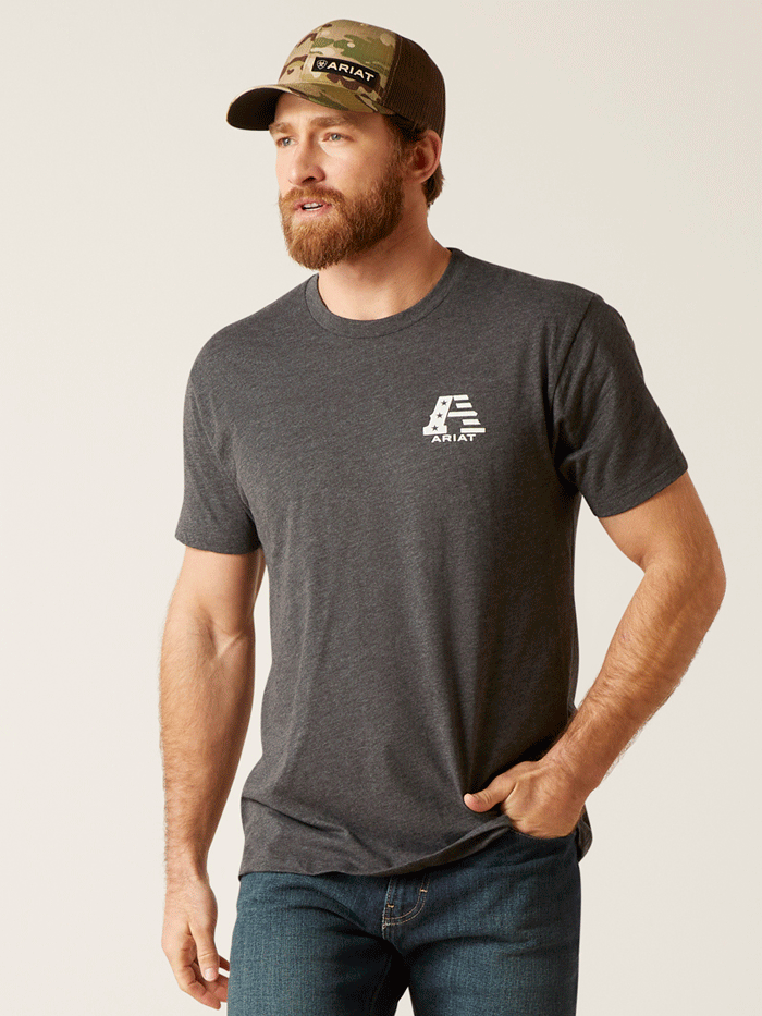 Ariat Men's Short Sleeve T-Shirt - Charcoal Heather | Comfortable Cotton Tee for Casual Wear, Outdoor Activities & Work | US Size A