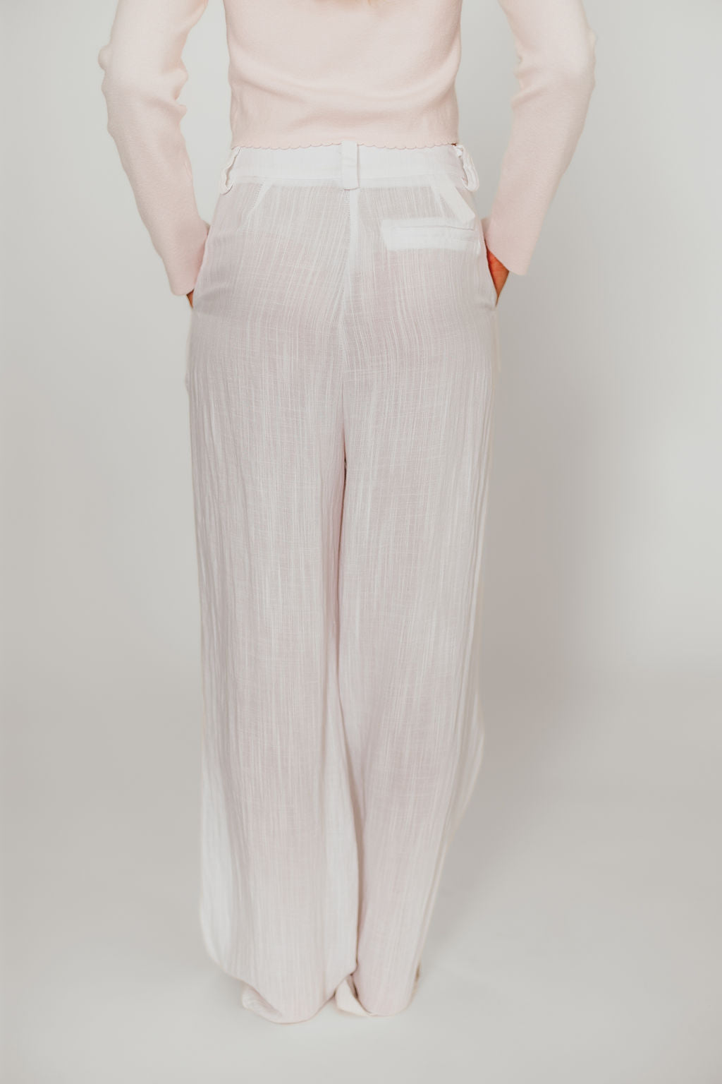 Tamren Women's White High-Waisted Stretch Pants - Comfortable Casual & Work Trousers for Office, Travel & Everyday Wear