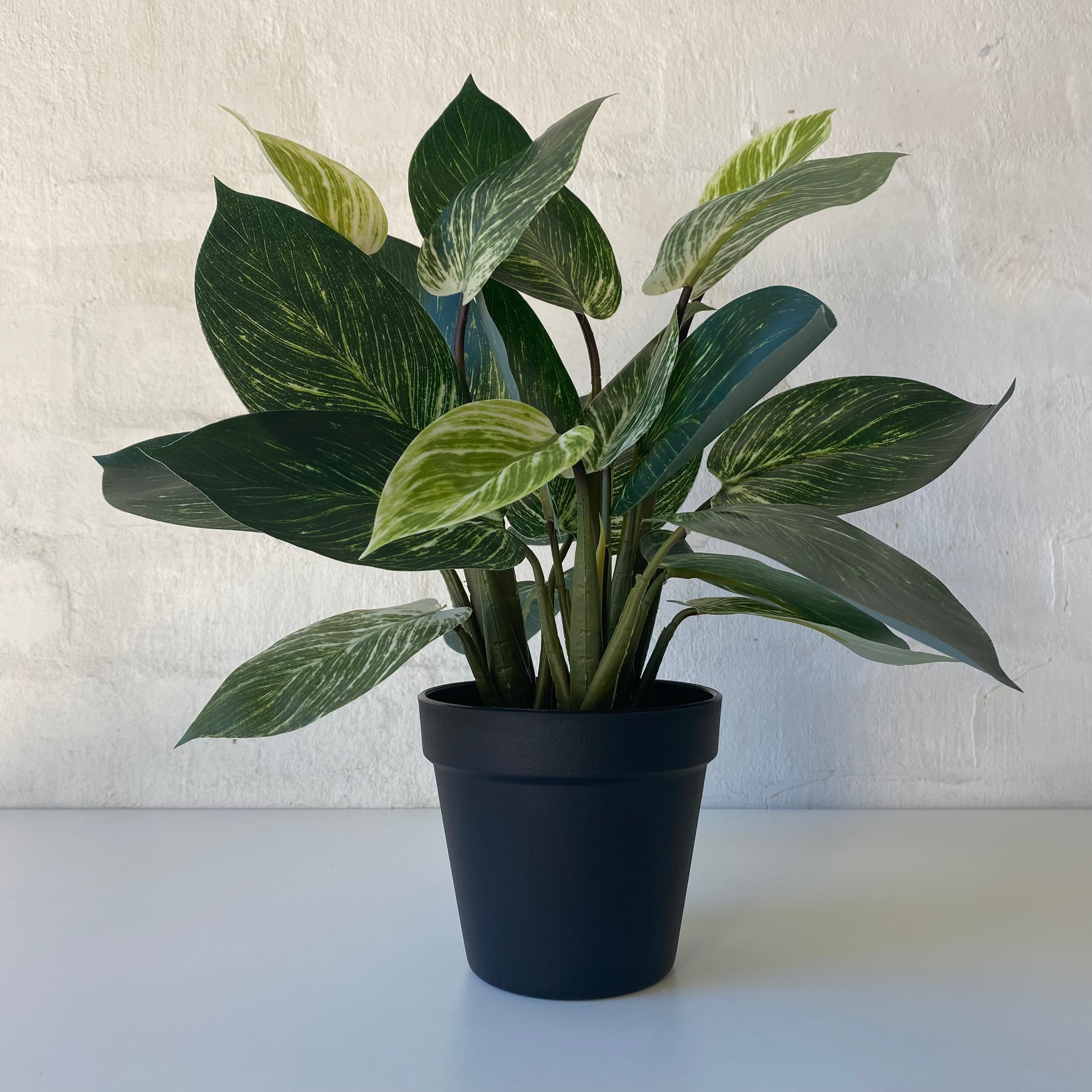 Artificial Philodendron Birkin Plant - Realistic Fake Indoor Houseplant for Home Decor, Office, Living Room, Bedroom - Low Maintenance Faux Greenery
