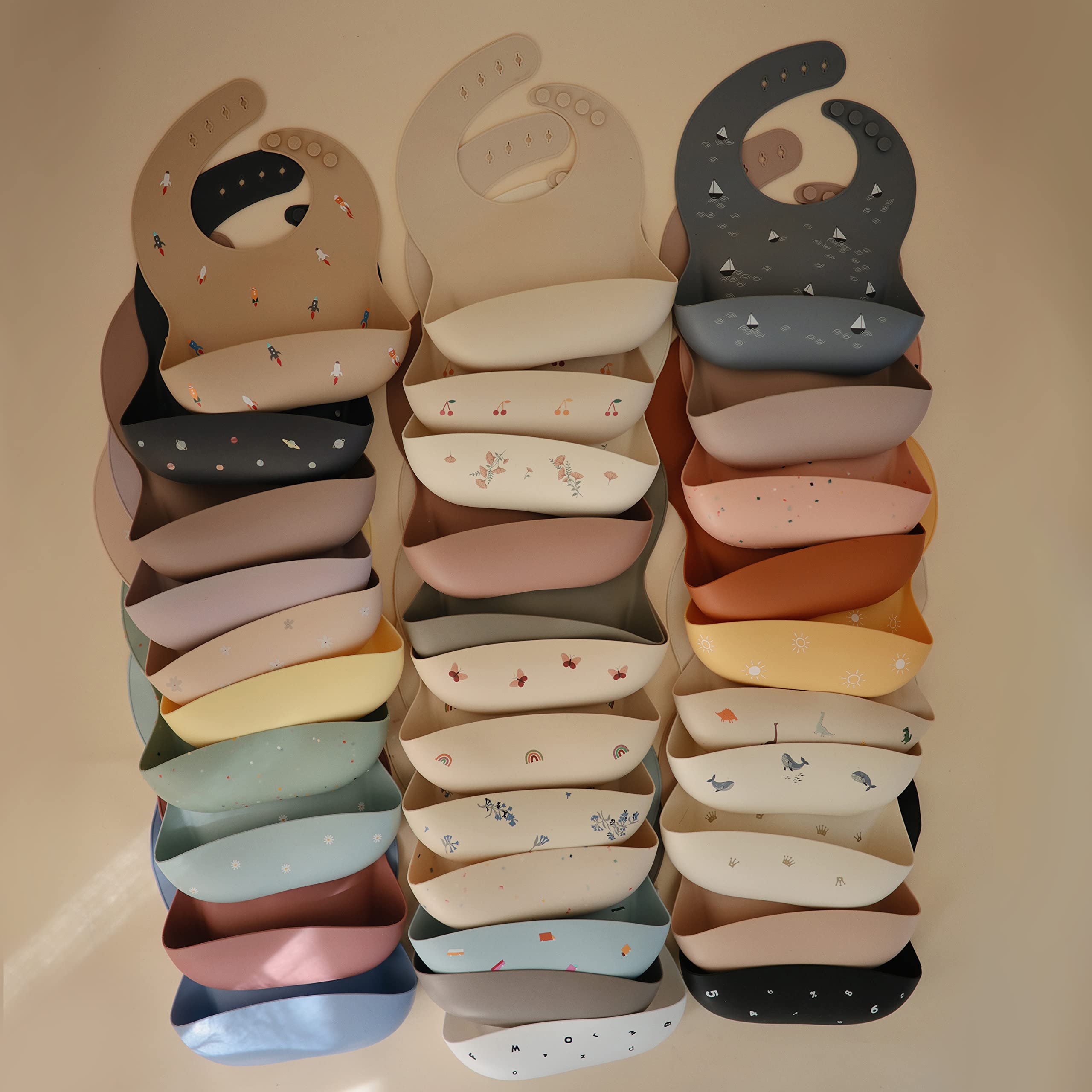 Mushie Silicone Baby Bib - Adjustable, Waterproof Feeding Bib for Toddlers & Infants (Cherries Pattern) - Perfect for Mealtime, Snacks, and Messy Play