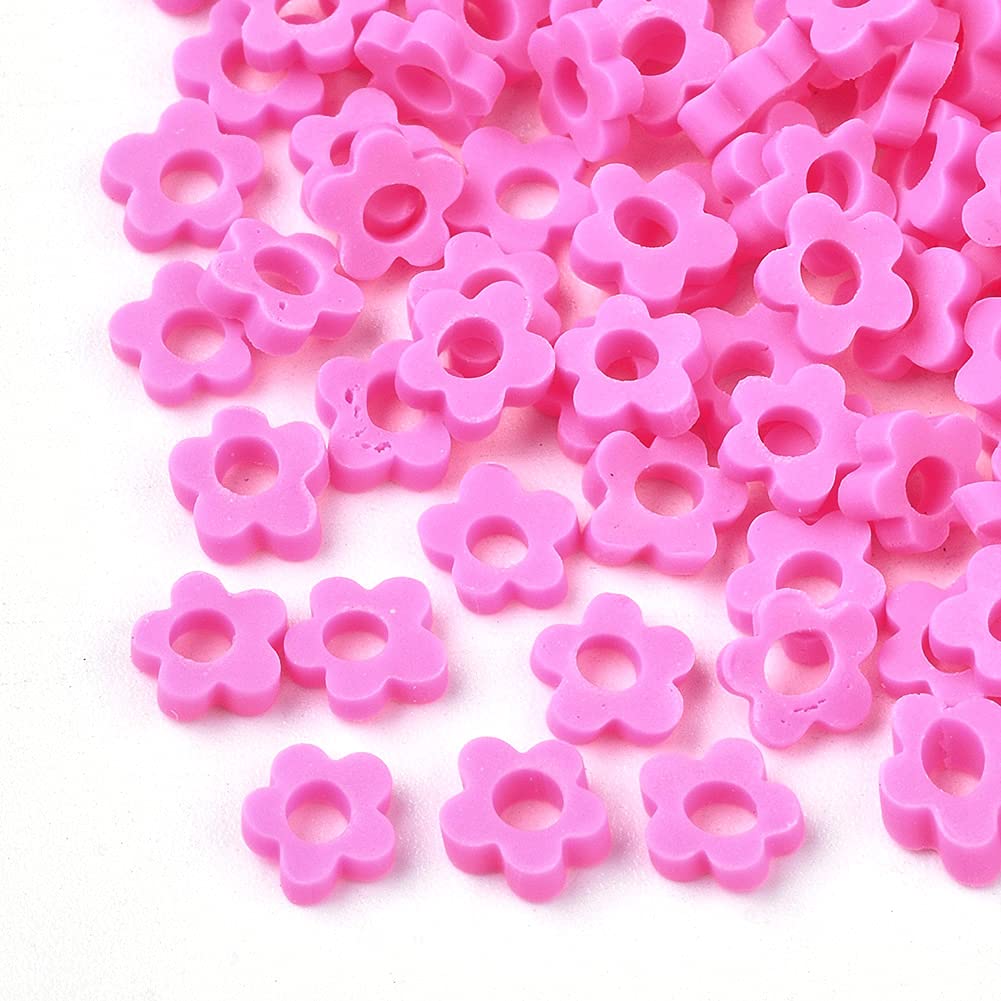 2777Pcs Hot Pink Polymer Clay Beads - Flat Flower Slime Beads & Charms for DIY Necklace Bracelet Jewelry Making - Perfect for Crafts, DIY Projects & Gift Making (Kids & Adults)