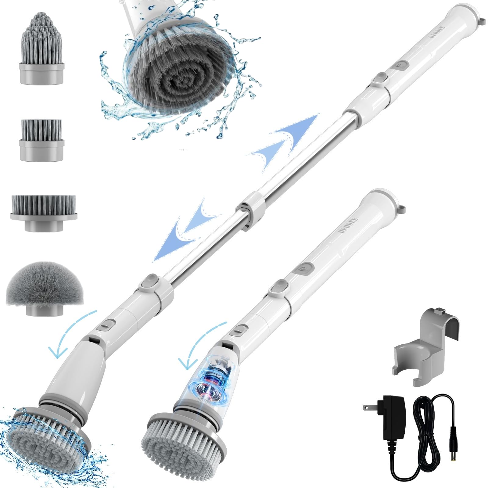 Electric Spin Scrubber with 4 Heads - Bathroom Cleaning Brush for Tile, Tub & Floor