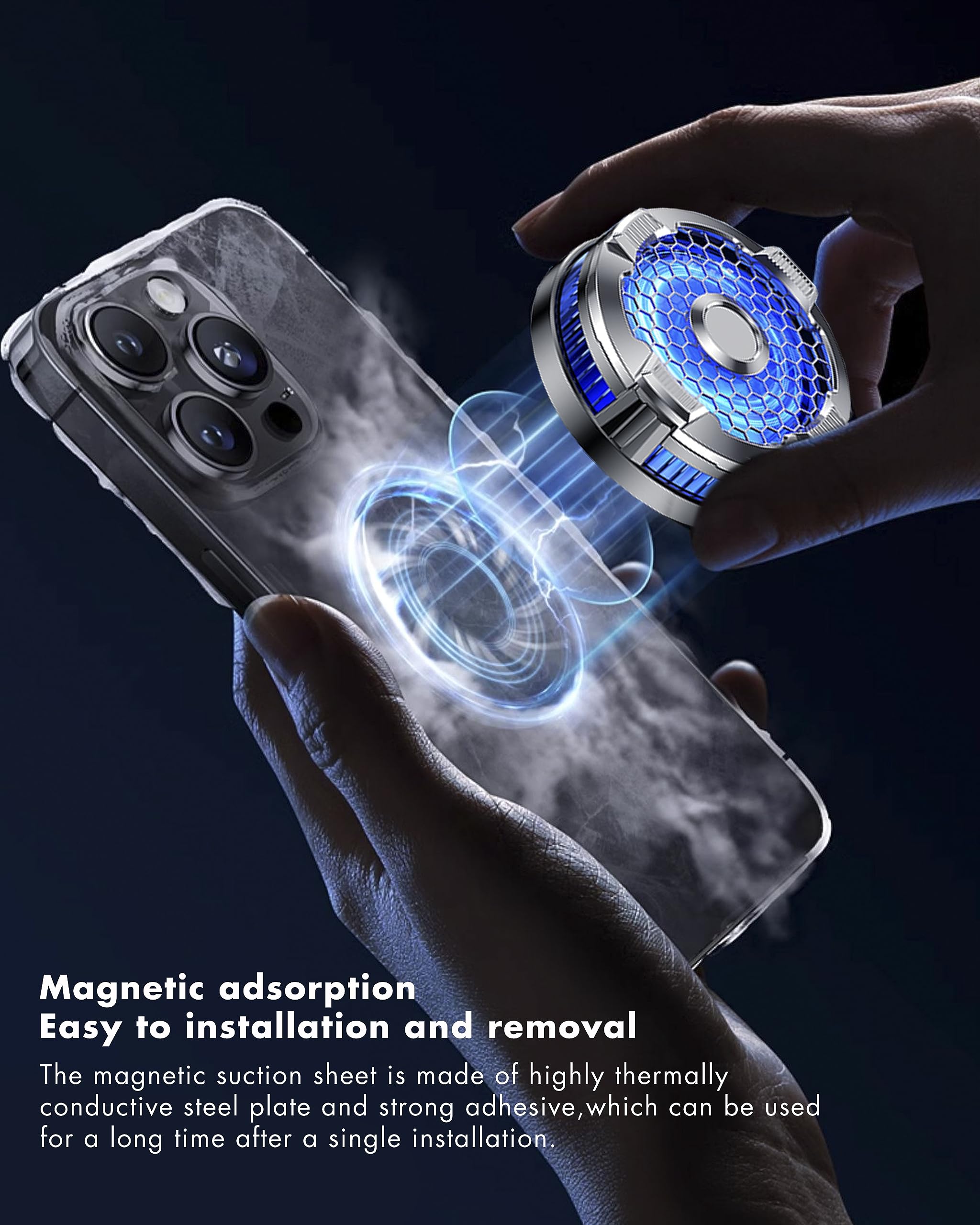 Magnetic Phone Cooler with Semiconductor Cooling Chip - Universal Phone Cooling Fan for iPhone & Android - Perfect for TikTok Live Streaming, Outdoor Vlogging & Mobile Gaming - Stay Cool During Extended Play & Recording