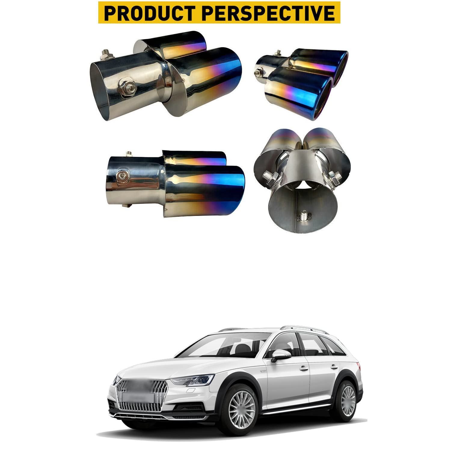 PRIKNIK Silencer Tip Exhaust Pipe - Stainless Steel Adjustable Rear Muffler Tip for Car Decoration - Compatible with 4
