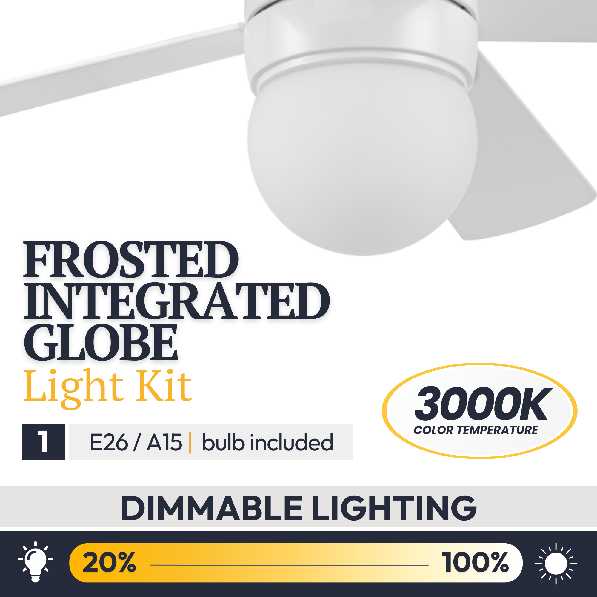 52 Inch White Ardrey Kell Ceiling Fan with Remote Control - Perfect for Living Room, Bedroom, and Outdoor Spaces