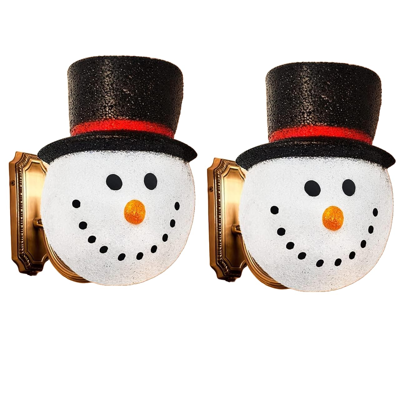 KOVOT Set of 2 Snowman Porch Light Covers - Weatherproof Outdoor Christmas Decorations (9.25
