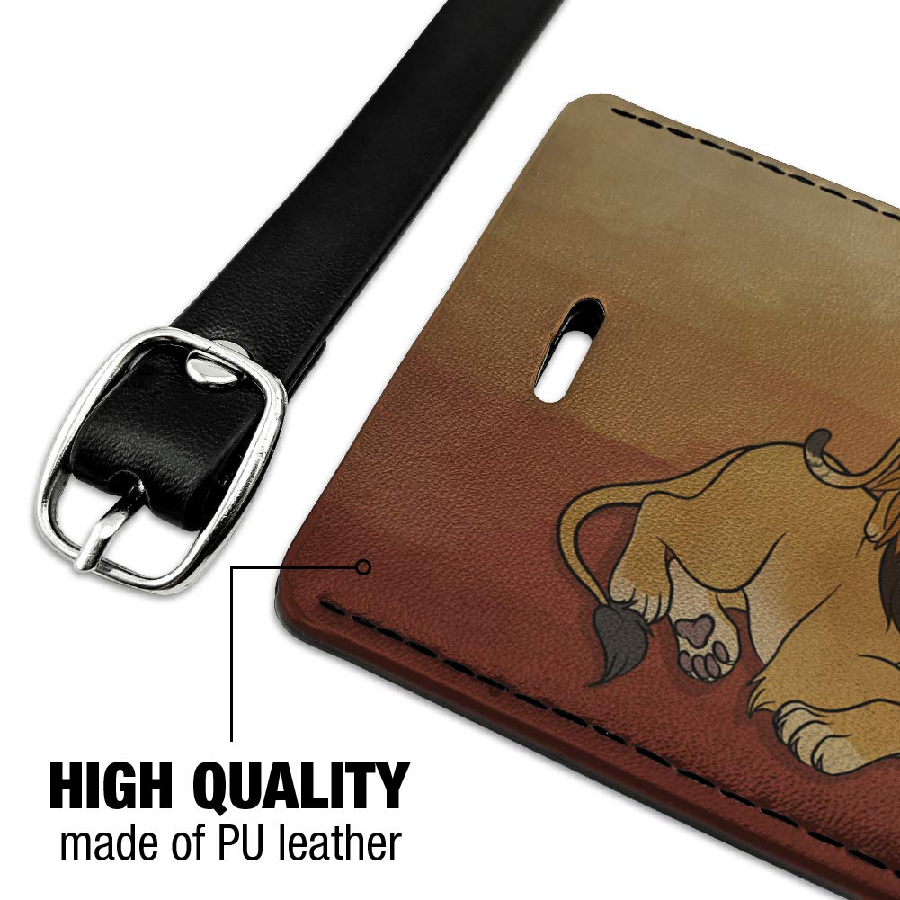 Dad Lion and Cub Rectangle Leather Luggage Tag - Personalized Carry-On ID Tag for Suitcases, Travel Bags & Backpacks - Perfect for Family Trips, Business Travel & Vacation Identification