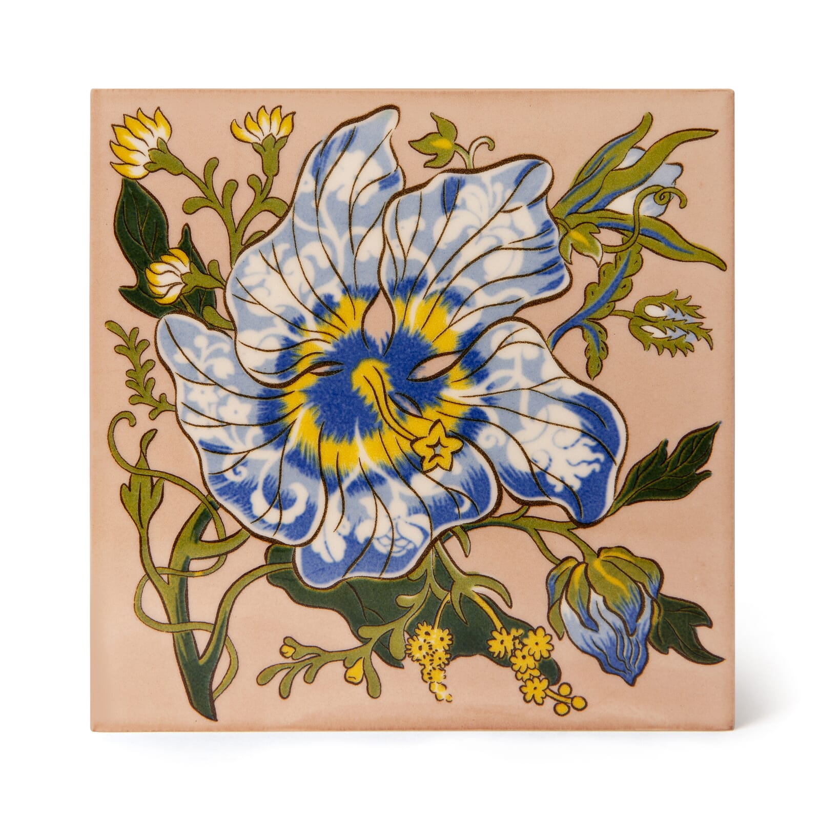 ARTEMIS HIBISCUS Printed Ceramic Tile Samples - Blush Pink Floral Design for Kitchen Backsplash & Bathroom Wall Decor