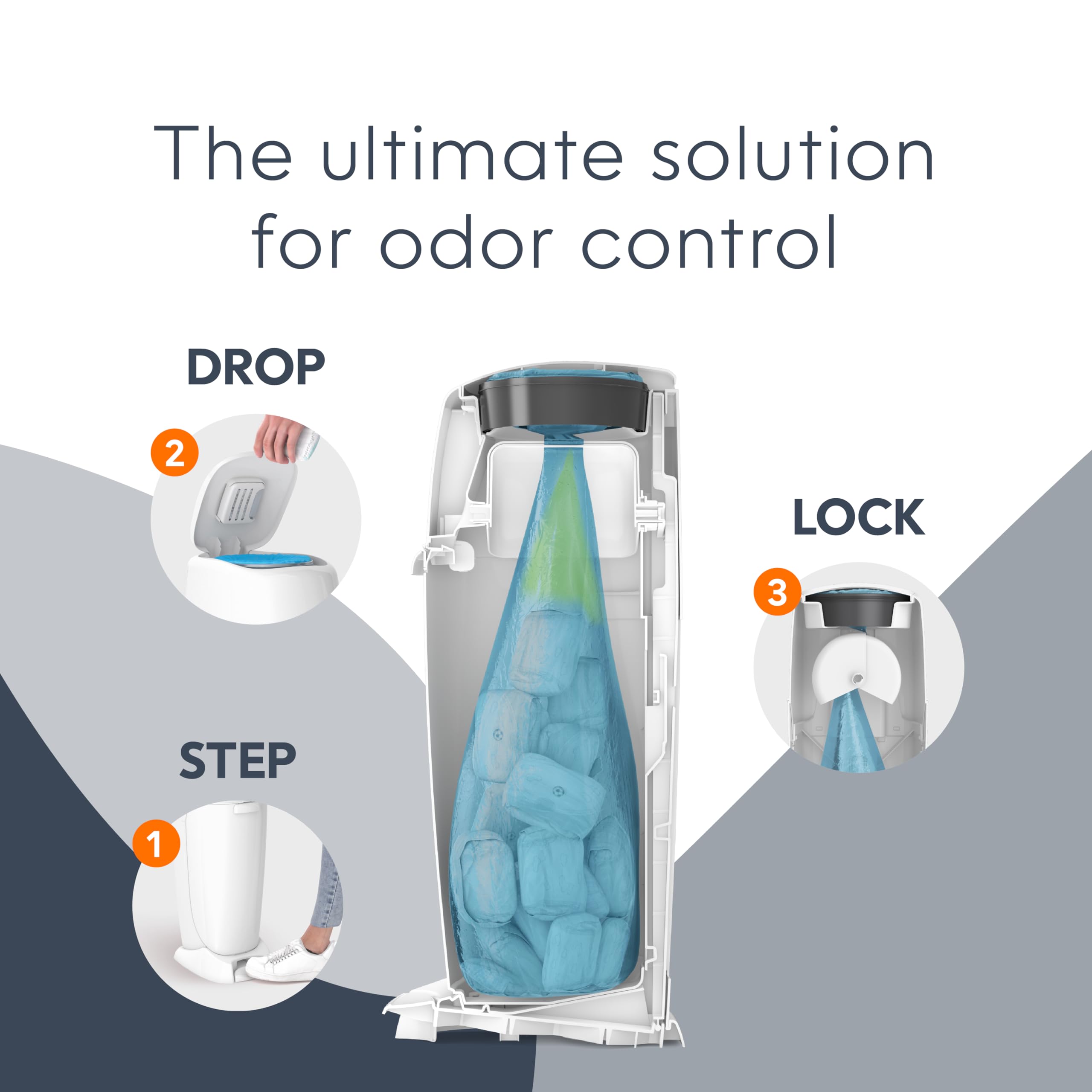 Diaper Genie Complete Diaper Pail with 8 Refill Bags & Carbon Filter - Baby Registry Gift Set | Essential Nursery Starter Kit for New Parents | Odor Control & Convenient Diaper Disposal System