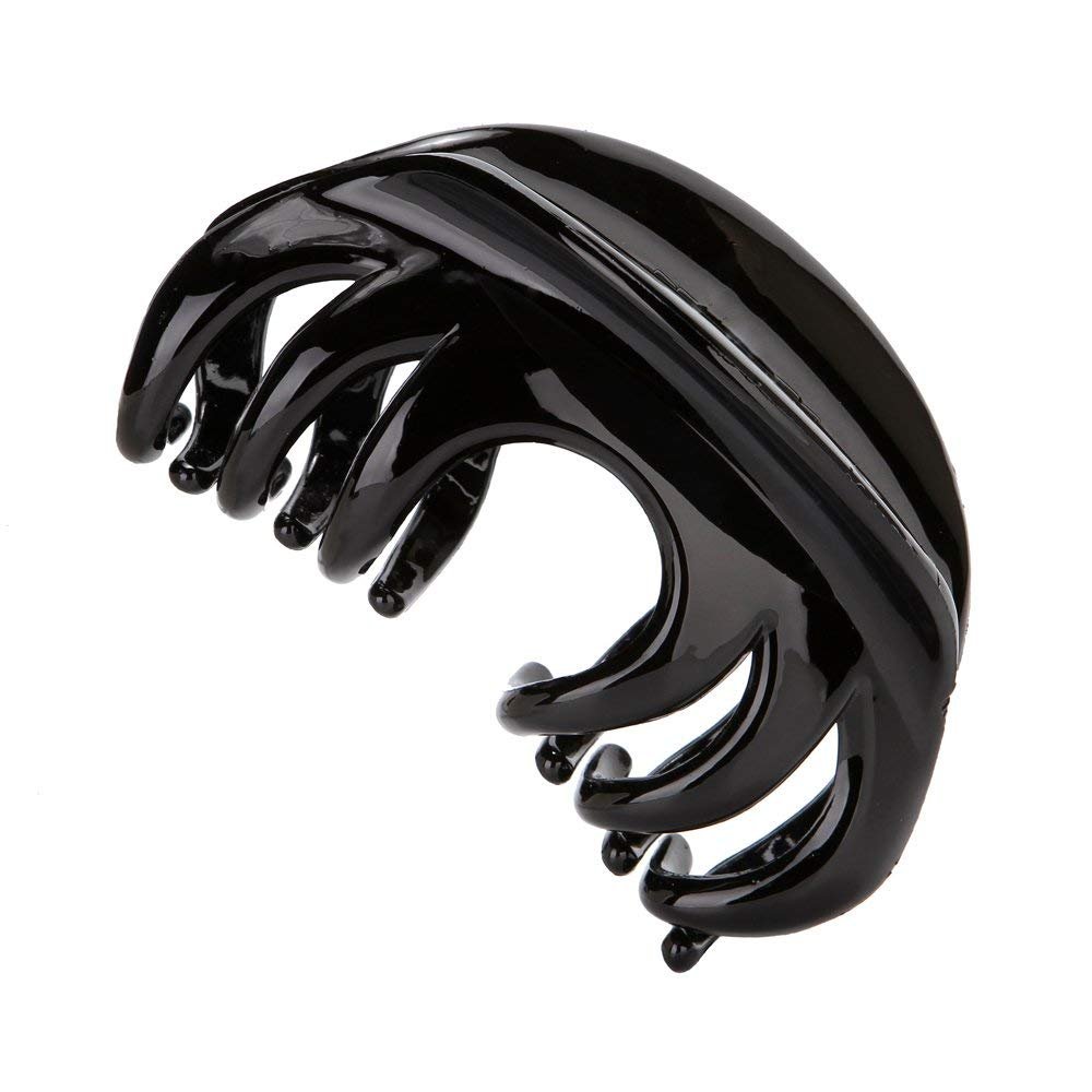 Non-Slip Grip Large Crystal Plastic Octopus Jaw Hair Clips - Banana Claw Clips for Women (12 Teeth, Black & Brown) - Perfect for Updos, Ponytails & Everyday Hairstyles