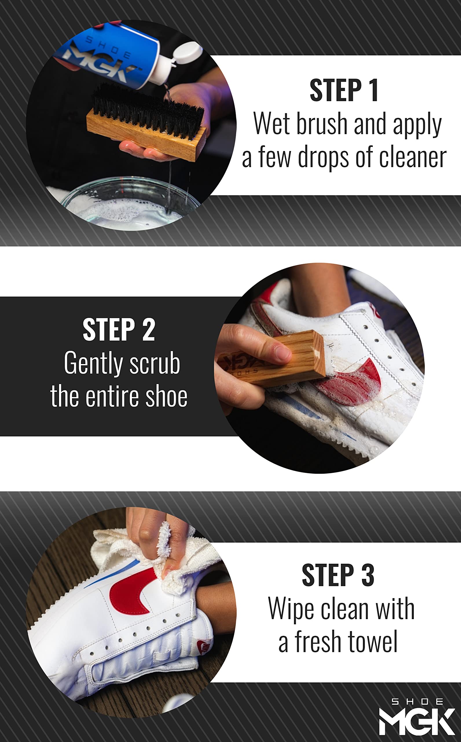 Premium MGK Deluxe Shoe Brush Kit - XL Cleaning & Conditioning Set for Leather, Suede & Sneakers | Perfect for Shoe Care, Polishing & Restoration | Home, Office & Travel Use