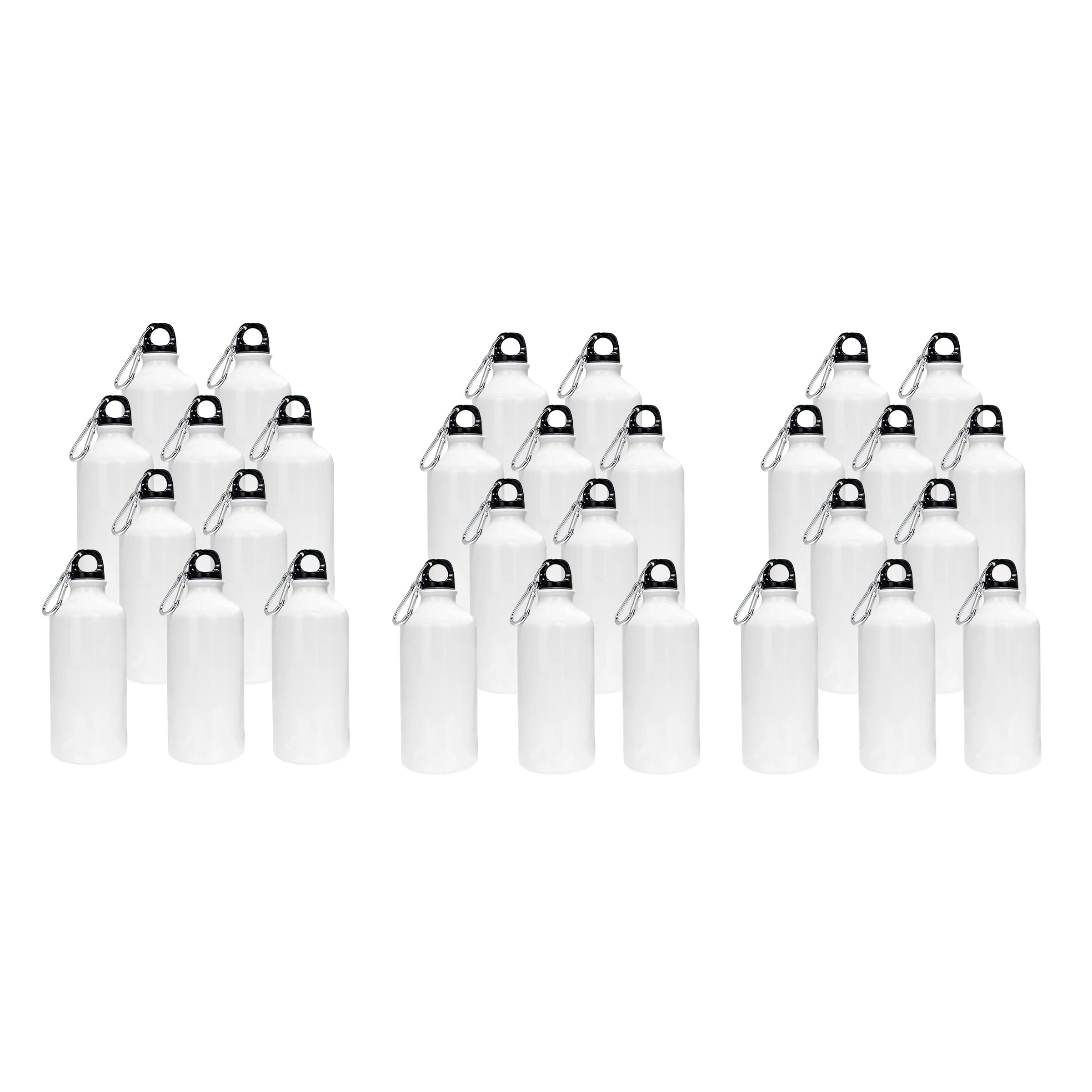 INTSUPERMAI 30-Pack 600ml Sublimation-Ready Aluminum Water Bottles - White Coated Sport Bottles with Leak-Proof Lock for Custom Printing | Perfect for Gym, Hiking, School & Promotional Gifts