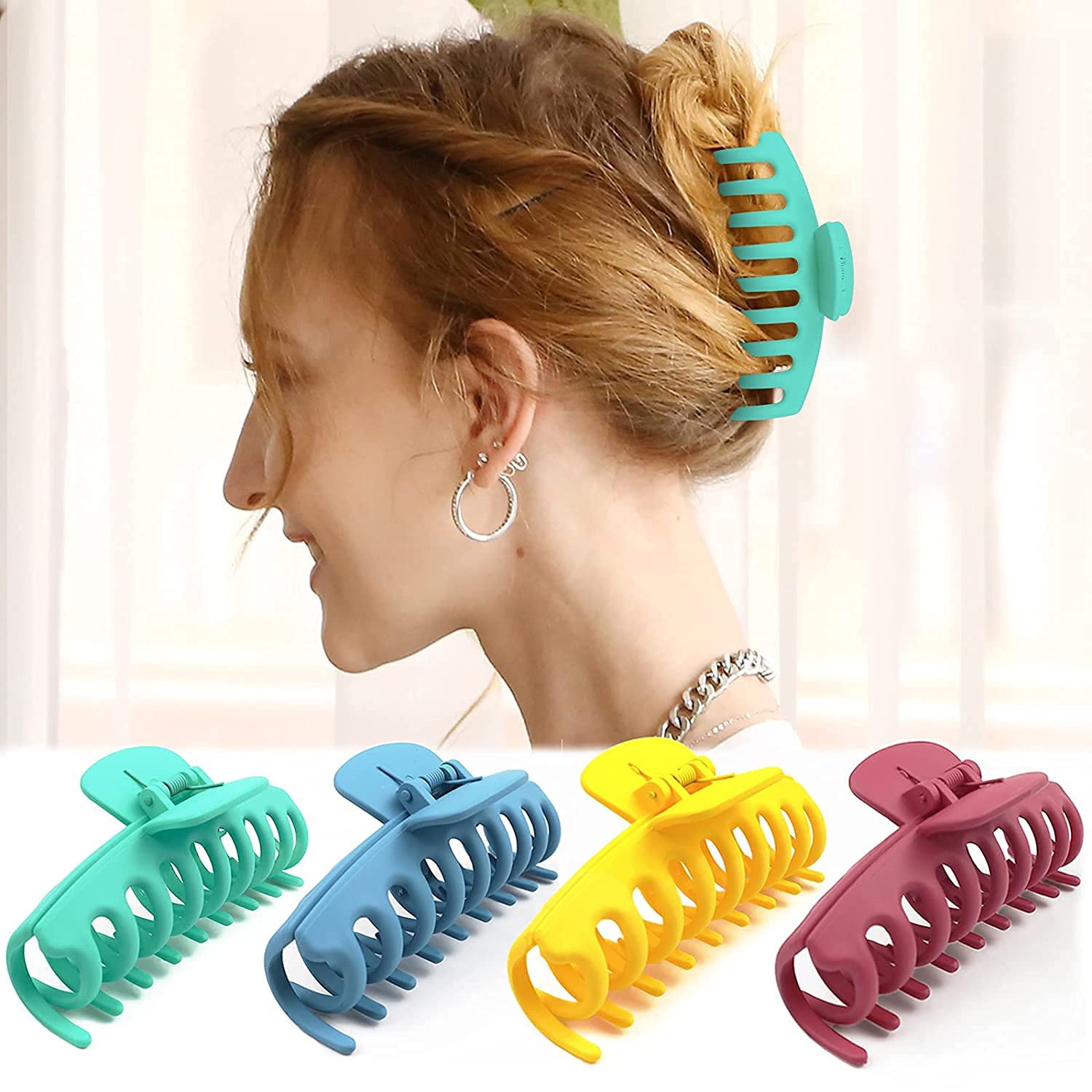 ASG 3-Piece Matte Claw Hair Clips Set - Non-Slip Large Hair Claws for Women with Thin or Thick Hair, 90s Retro Strong Hold Hair Accessories | Perfect for Updos, Ponytails & Everyday Hairstyles