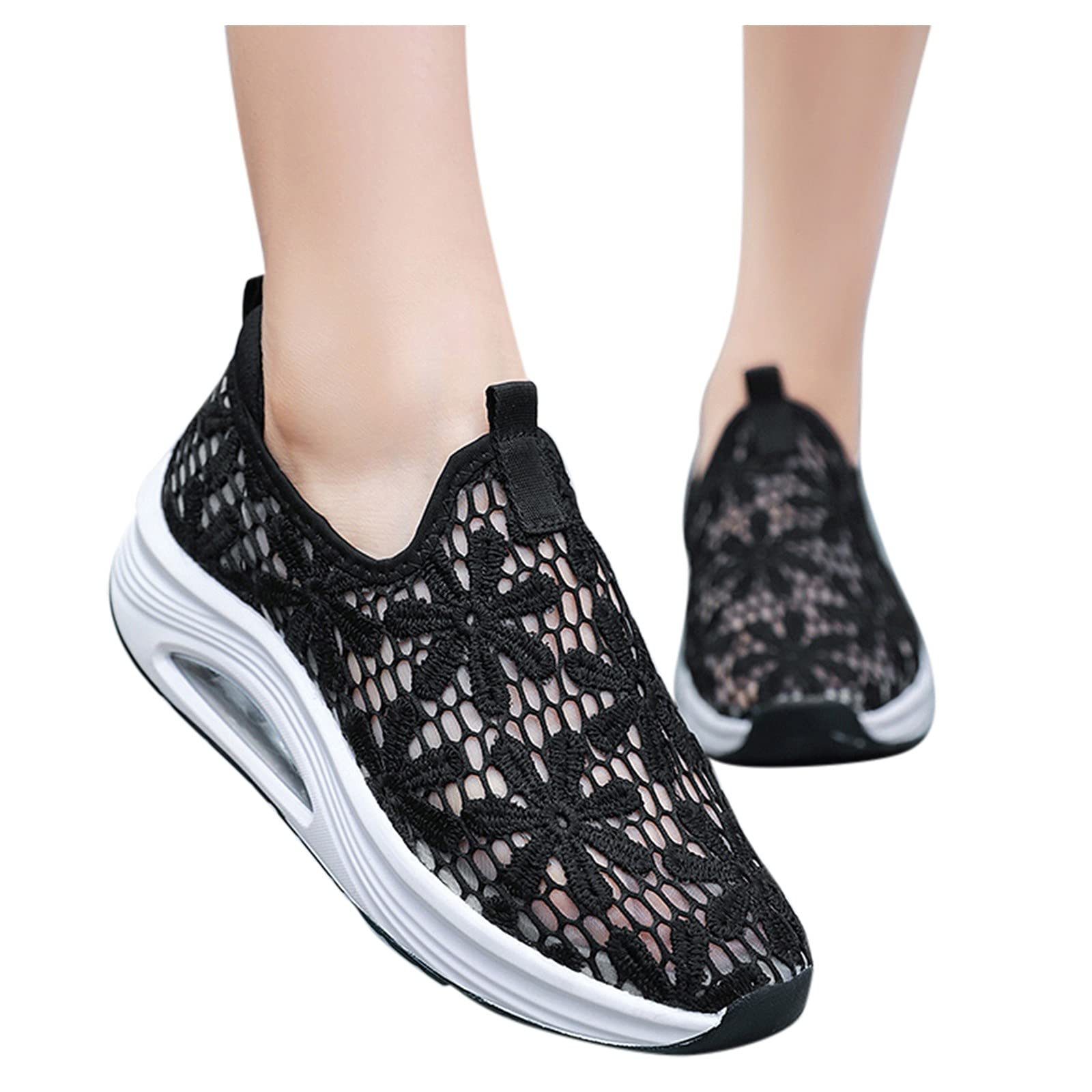 Women's Comfortable Dressy Flats with Arch Support - Breathable Mesh Yarn Platform Sneakers for Summer | Slip-On Casual Shoes with Wedge Heel | Perfect for Walking, Work, Travel & Everyday Wear