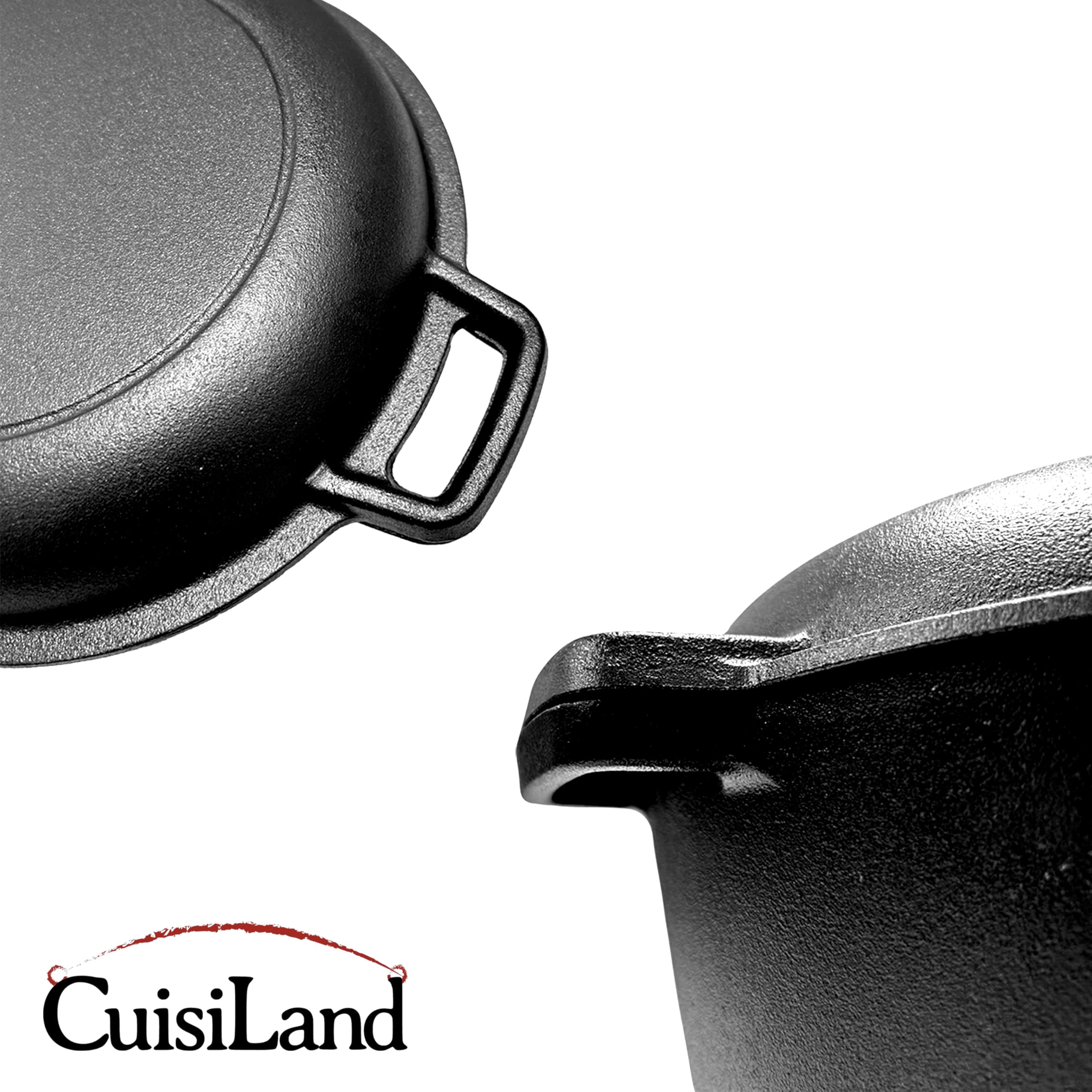Cuisiland 5QT Cast Iron Combo Cooker – Pre-Seasoned Dutch Oven with 10’’ Skillet Lid – 2-in-1 Multipurpose Cookware for Baking, Searing, Roasting & Frying – Oven & Campfire Safe – Perfect for Home Cooking, Outdoor Camping & BBQ Parties