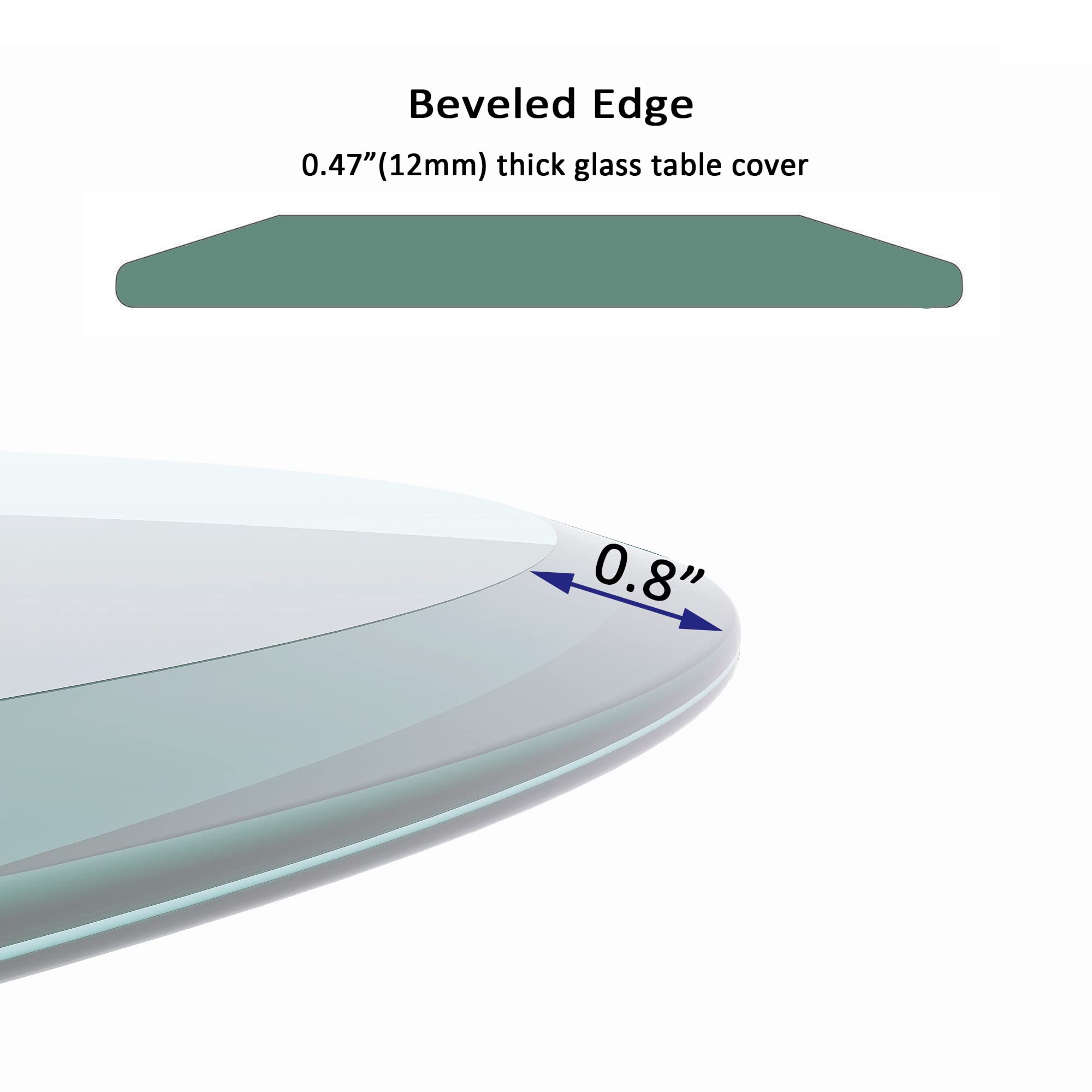 36 Inch Round Tempered Glass Table Top - 1/2