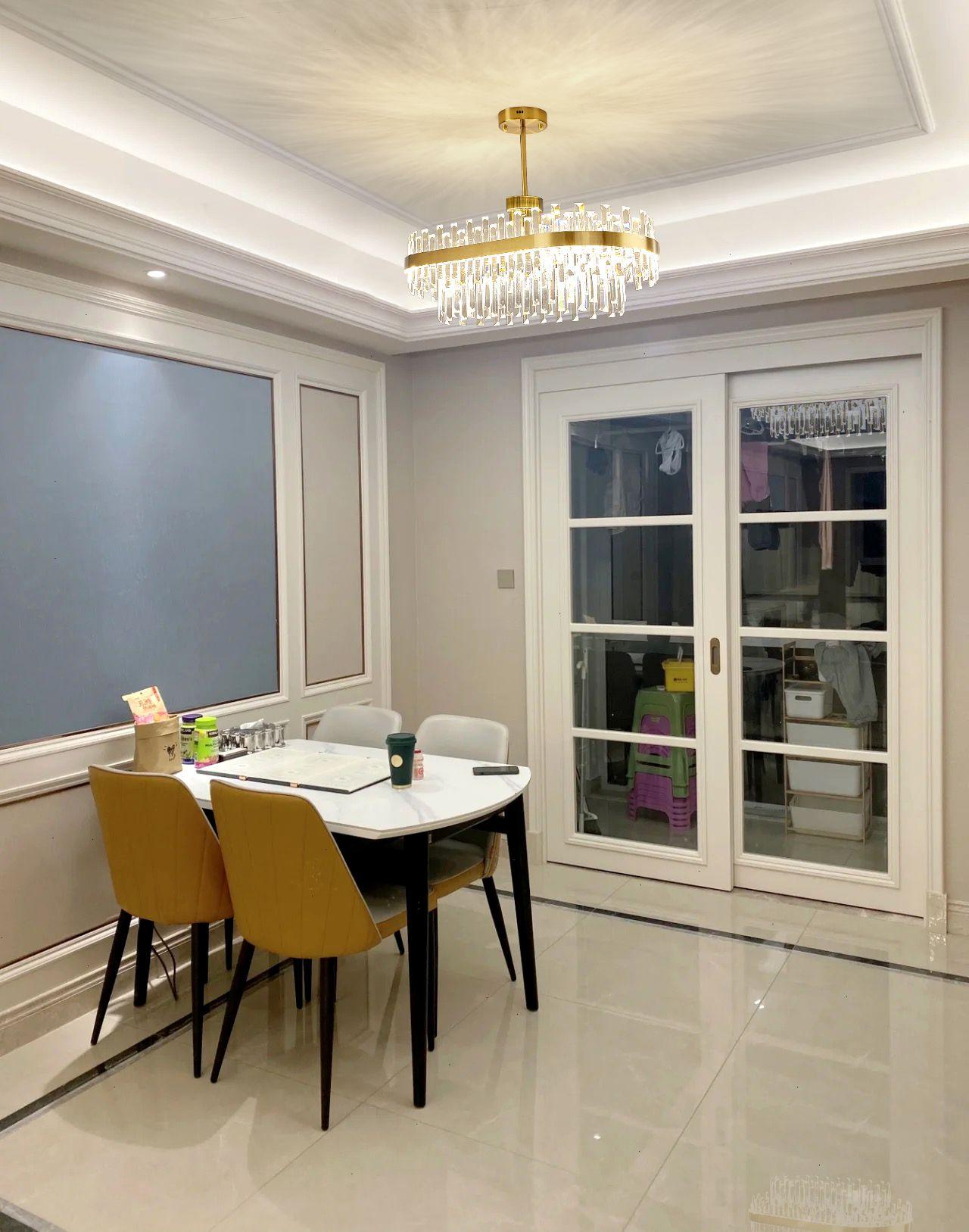 Elegant Drum Glass Chandelier - Modern Crystal Ceiling Light Fixture for Dining Room, Bedroom & Living Room Decor