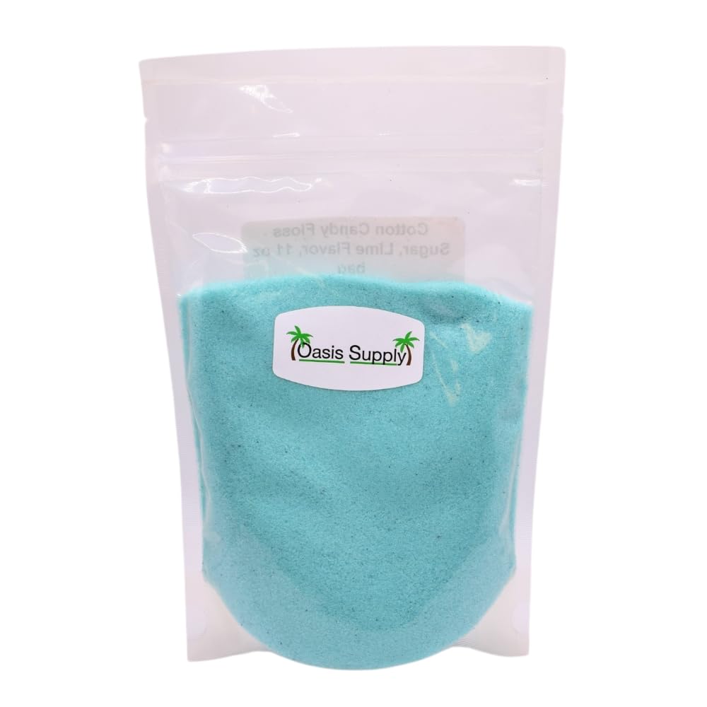 Premium Cotton Candy Floss Sugar - Green Lime Flavor (11 oz) Makes 44 Medium Cones - Cotton Candy Machine Supplies for Parties, Carnivals & Events