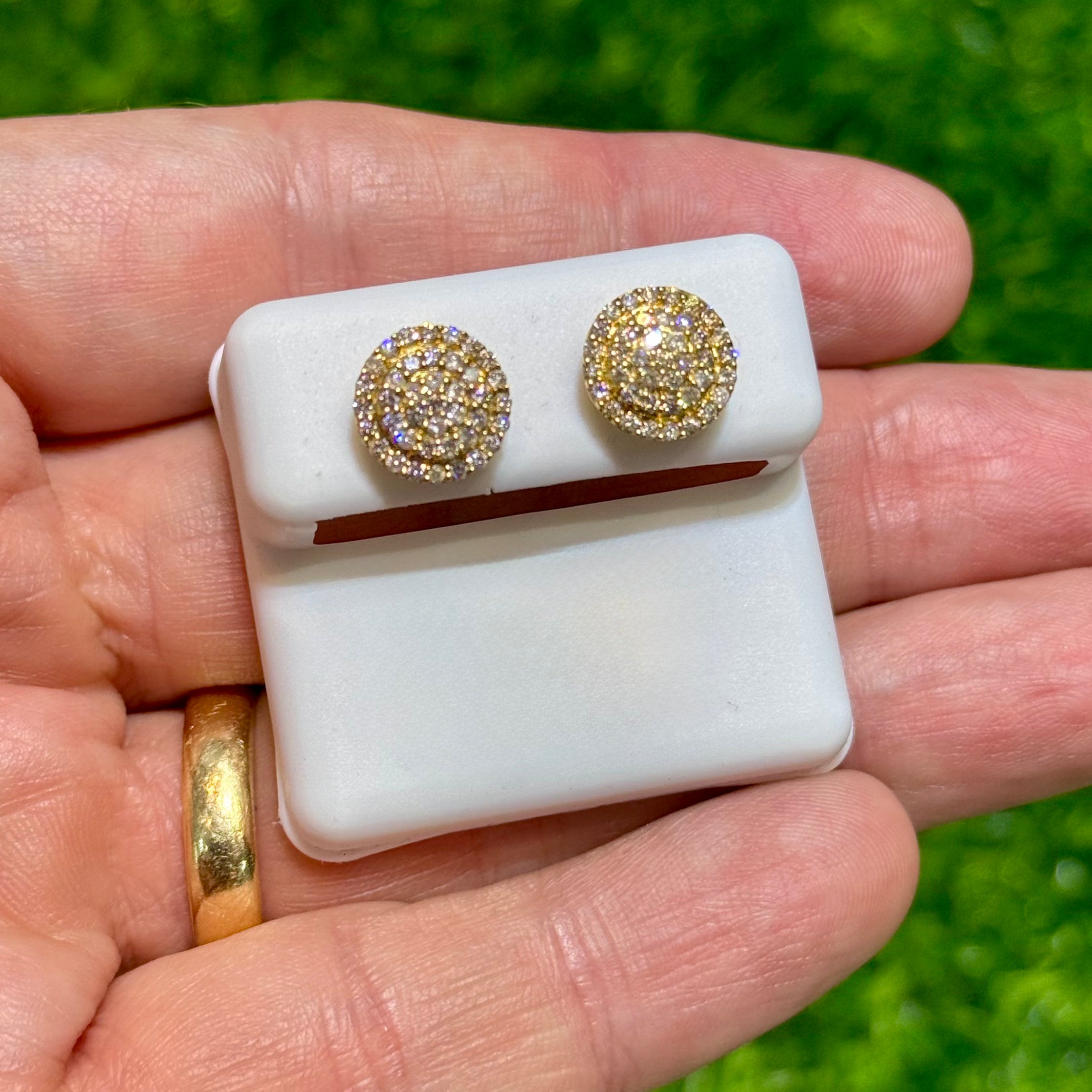14K Gold Round Diamond Stud Earrings 10MM - JTJ™ Luxury Jewelry for Women - Perfect for Weddings, Anniversaries & Special Occasions
