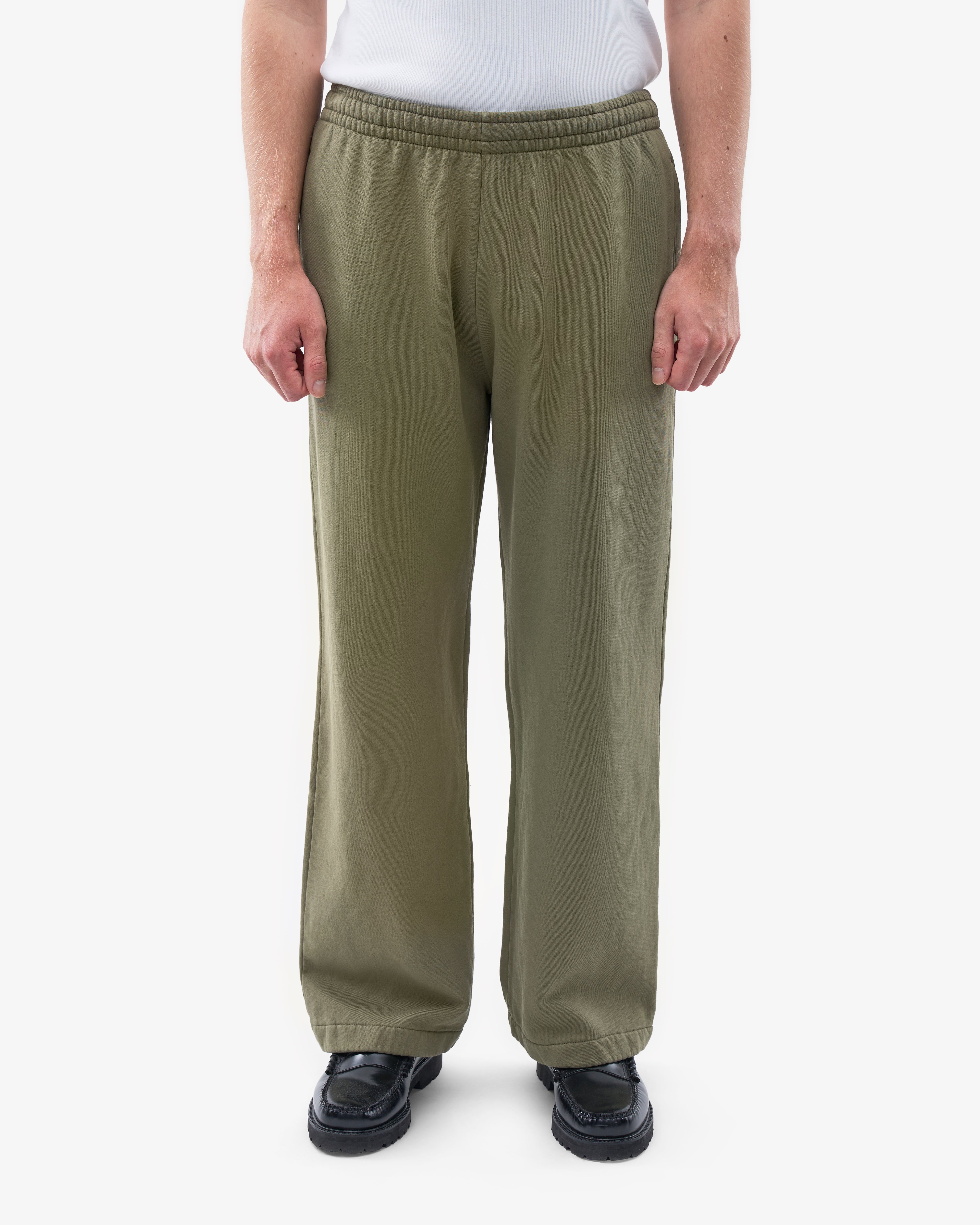 Organic Straight Leg Sweatpants for Women - Soft Cotton Lounge Pants in Dusty Olive - Perfect for Yoga, Running & Casual Wear