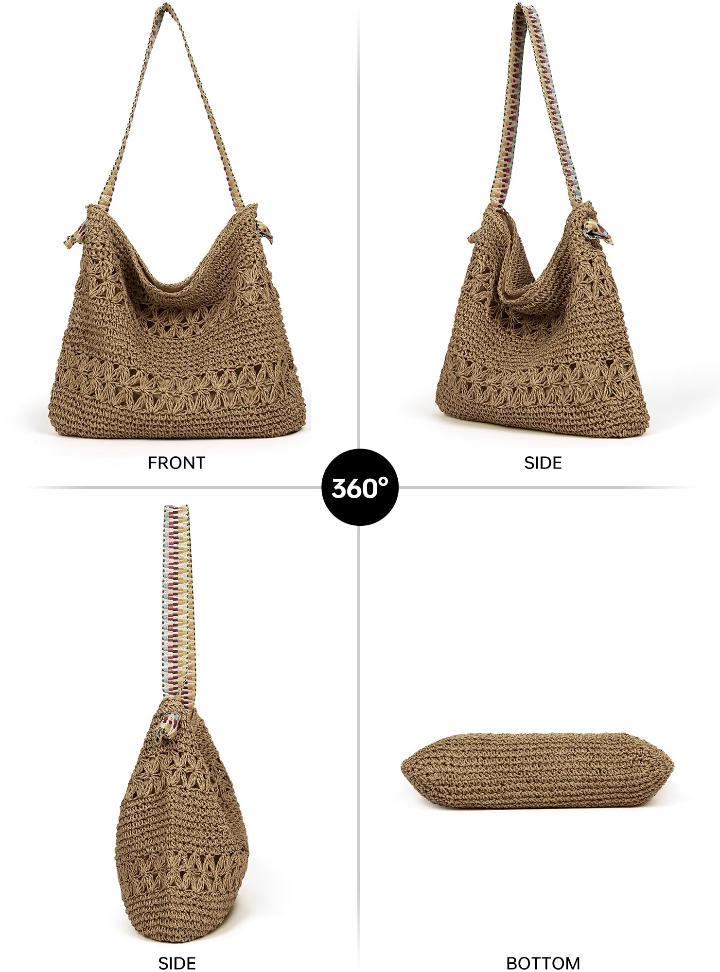 Women's Straw Beach Purse - Small Crossbody Shoulder Handbag, Raffia Woven Tote Bag for Summer Vacation | Perfect for Beach Outings, Pool Parties & Tropical Getaways