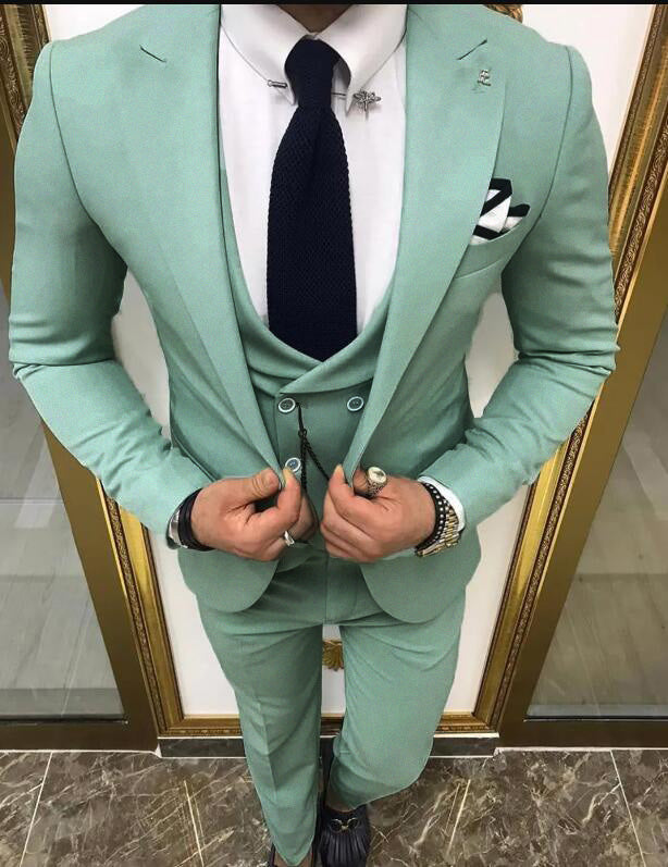 Elegant Morandi Pale Yellow 3-Piece Men's Wedding Suit Set CB23663 | Formal Groom Attire for Summer Weddings & Special Occasions