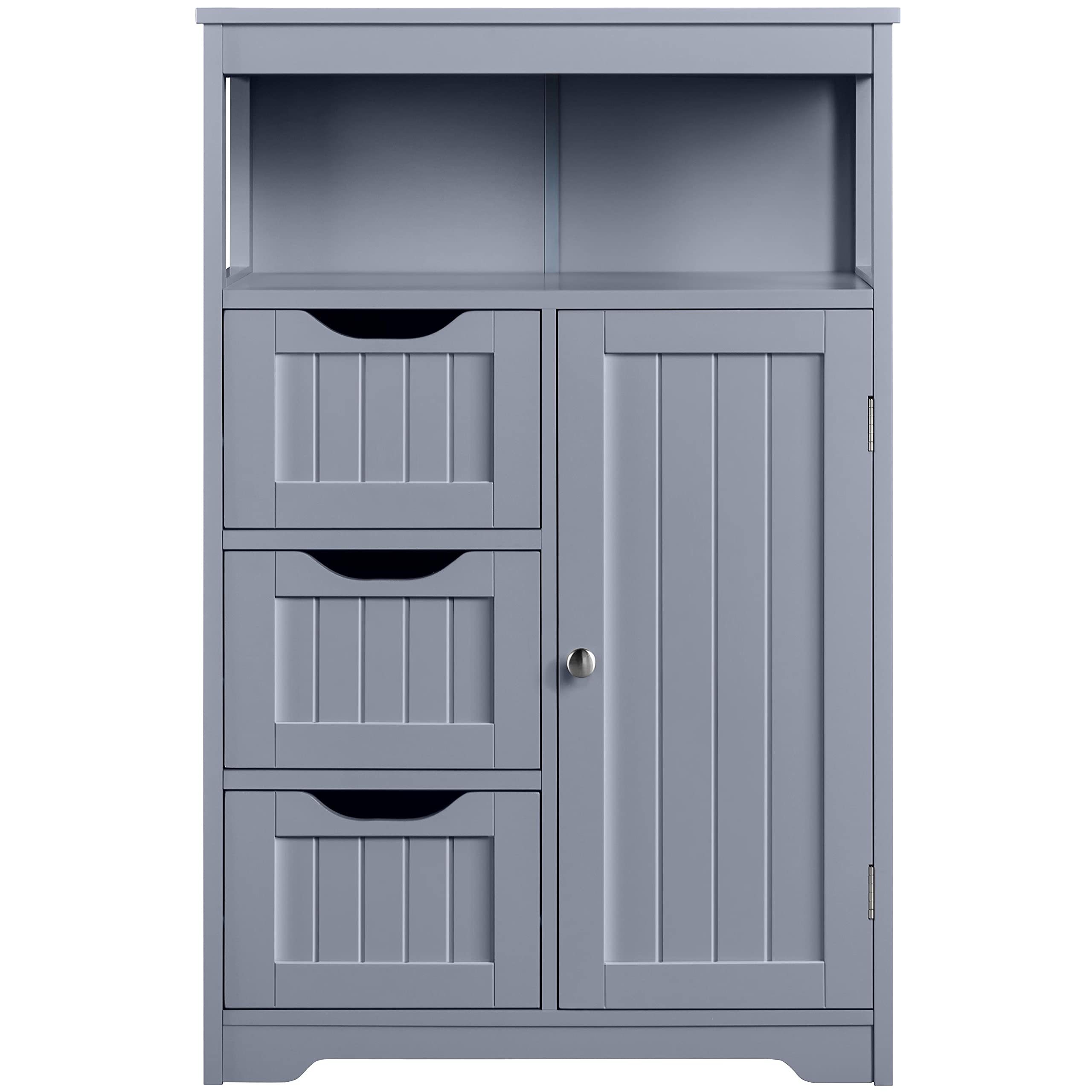 Yaheetech 3-Tier Freestanding Bathroom Storage Organizer Cabinet - Space-Saving Floor Stand with Shelves for Towels, Toiletries & Bath Essentials - Perfect for Small Bathrooms, Apartments & Dorm Rooms (Gray)