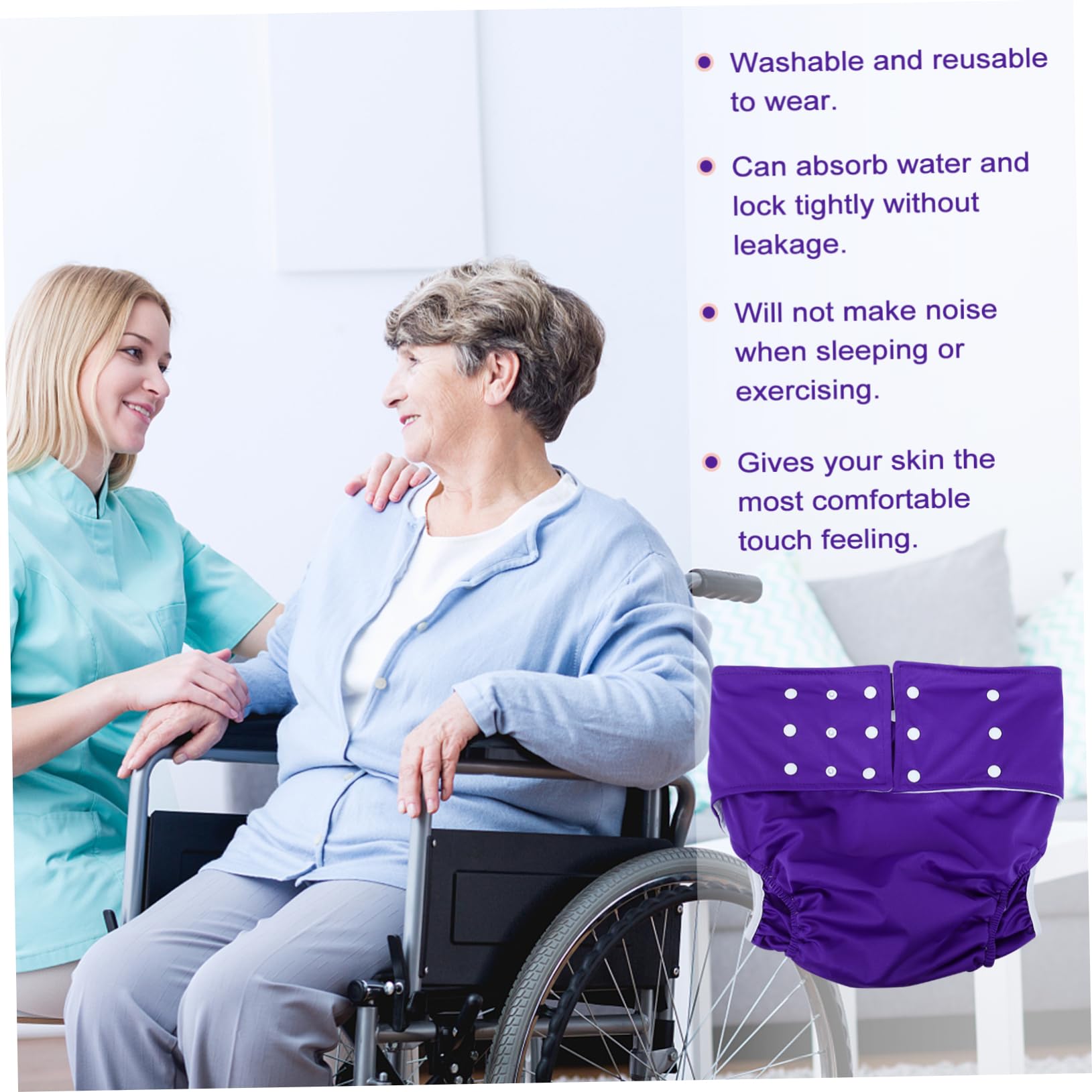 Mobestech 8 Pack Washable Adult Cloth Diapers for Men - Comfortable Reusable Underwear for Incontinence & Elderly Care - Perfect for Nighttime Use, Travel & Home Care
