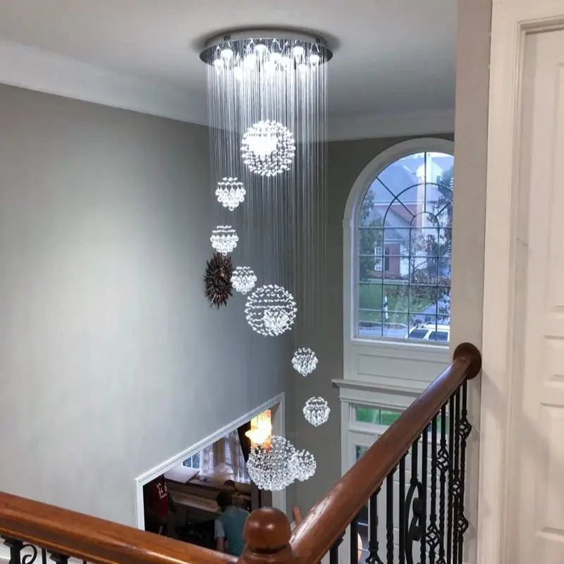 Extra Large Crystal Chandelier with Ball Design - Elegant Lighting Fixture for High Ceiling Living Rooms, Dining Rooms & Entryways