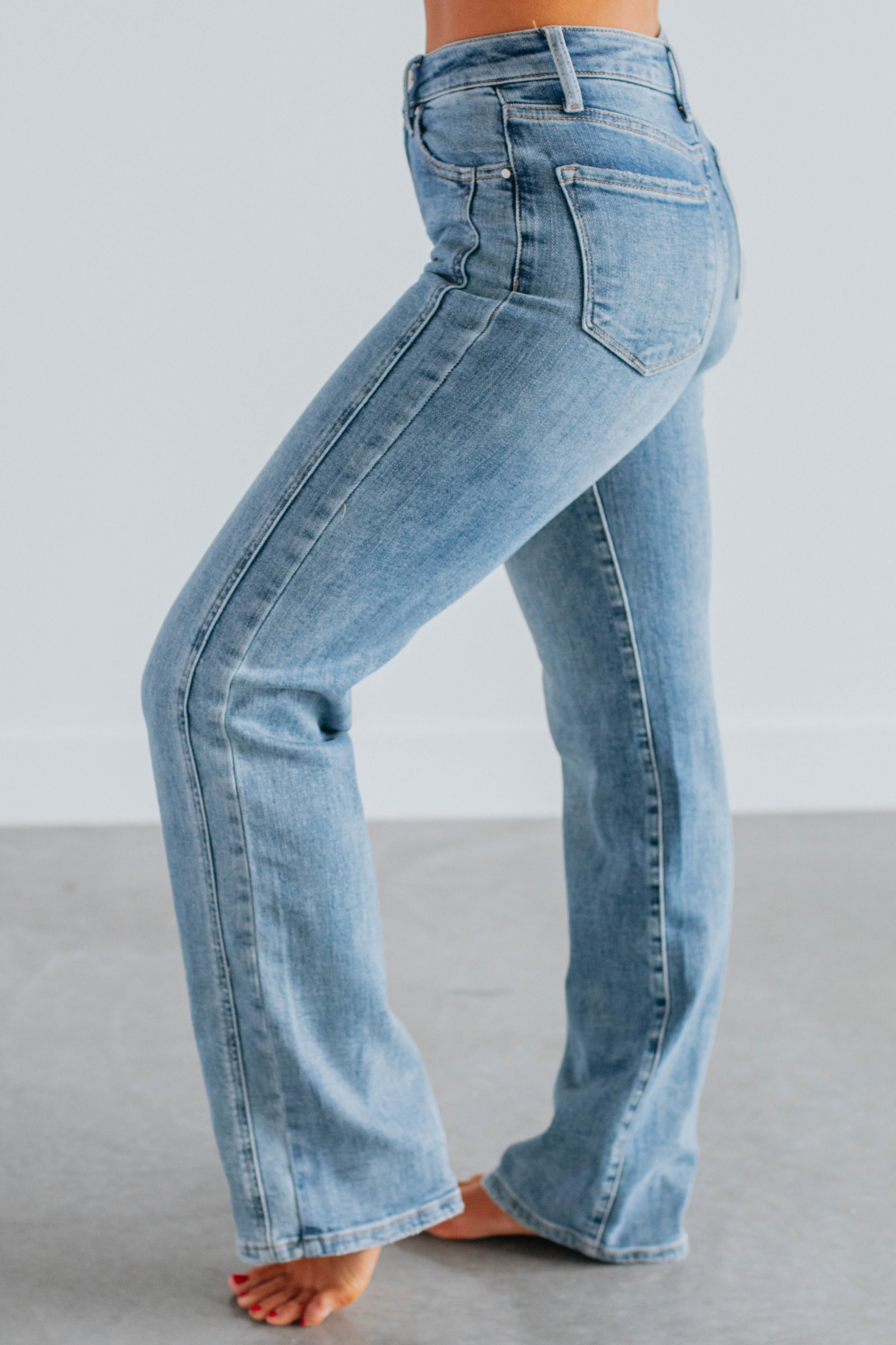 Calina Risen Jeans - Medium Wash Women's High Waist Stretch Denim Pants | Perfect for Casual Wear, Office & Date Nights