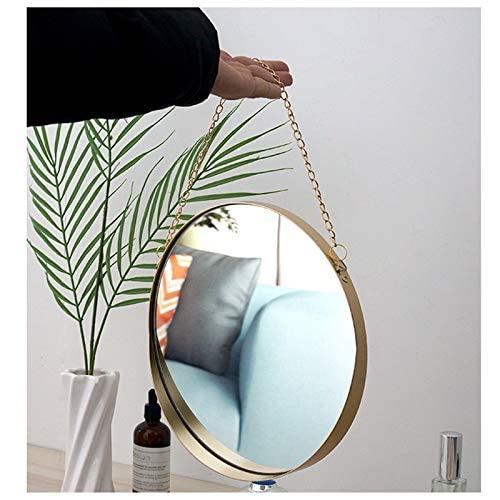Round Metal Bathroom Mirror - Wall Mounted Vanity Mirror for Makeup & Salon Decor, Rust-Resistant Bathroom Wall Art, Perfect for Toilet & Powder Room Decoration (Use in Bathrooms, Bedrooms, Dressing Rooms)