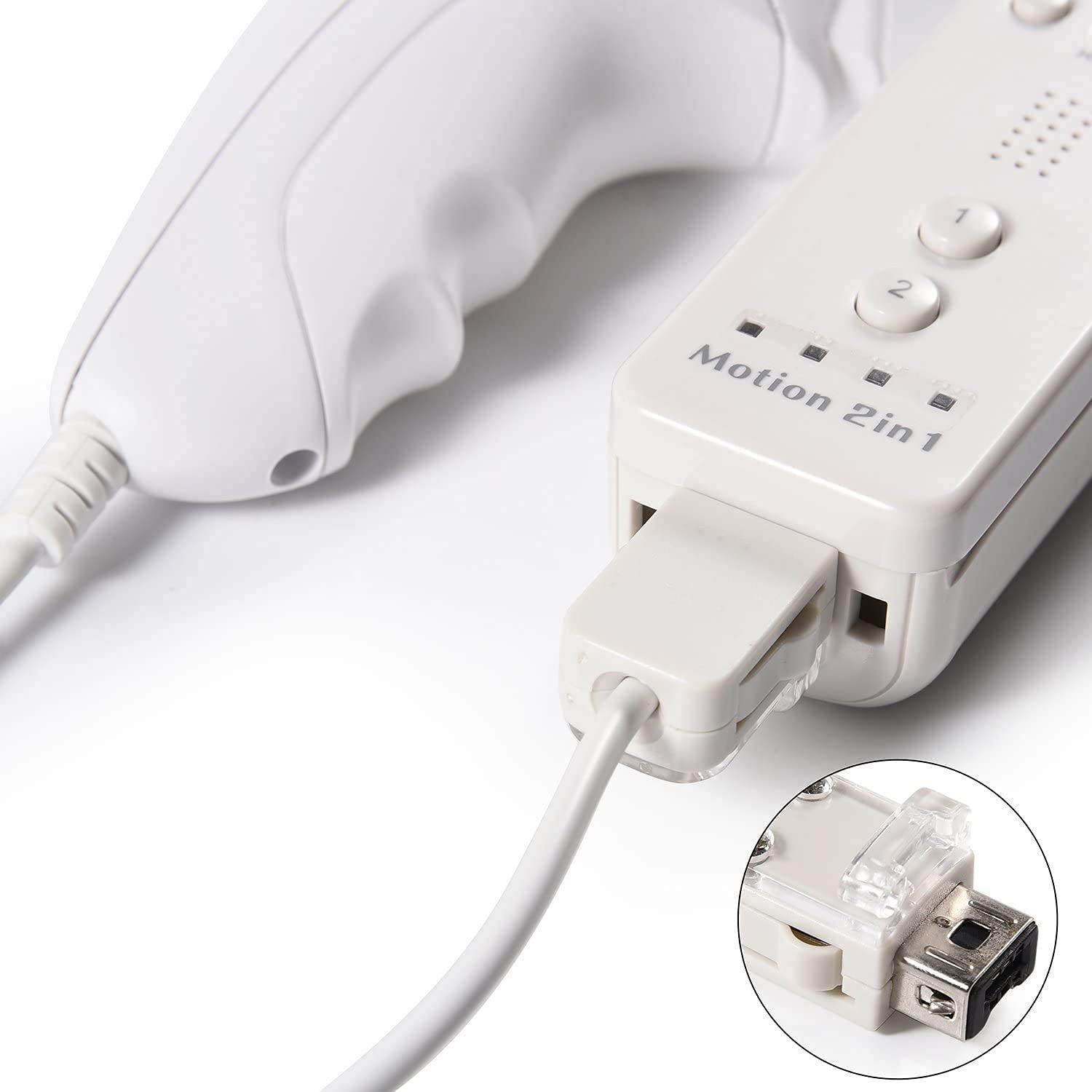 2-Pack White Wii Nunchuck Controller - Replacement for Nintendo Wii Gaming Accessories - Perfect for Multiplayer & Fitness Games