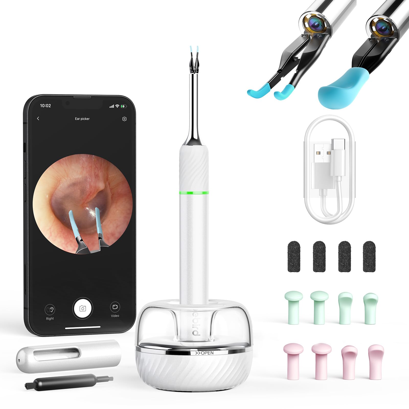 Bebird AuriCare Note5 Pro Ear Wax Removal Kit - 10MP HD Ear Camera Otoscope with 12 Ear Spoons & Storage Base | Safe Ear Cleaning Tool for Kids & Adults | Perfect for Home Use & Travel