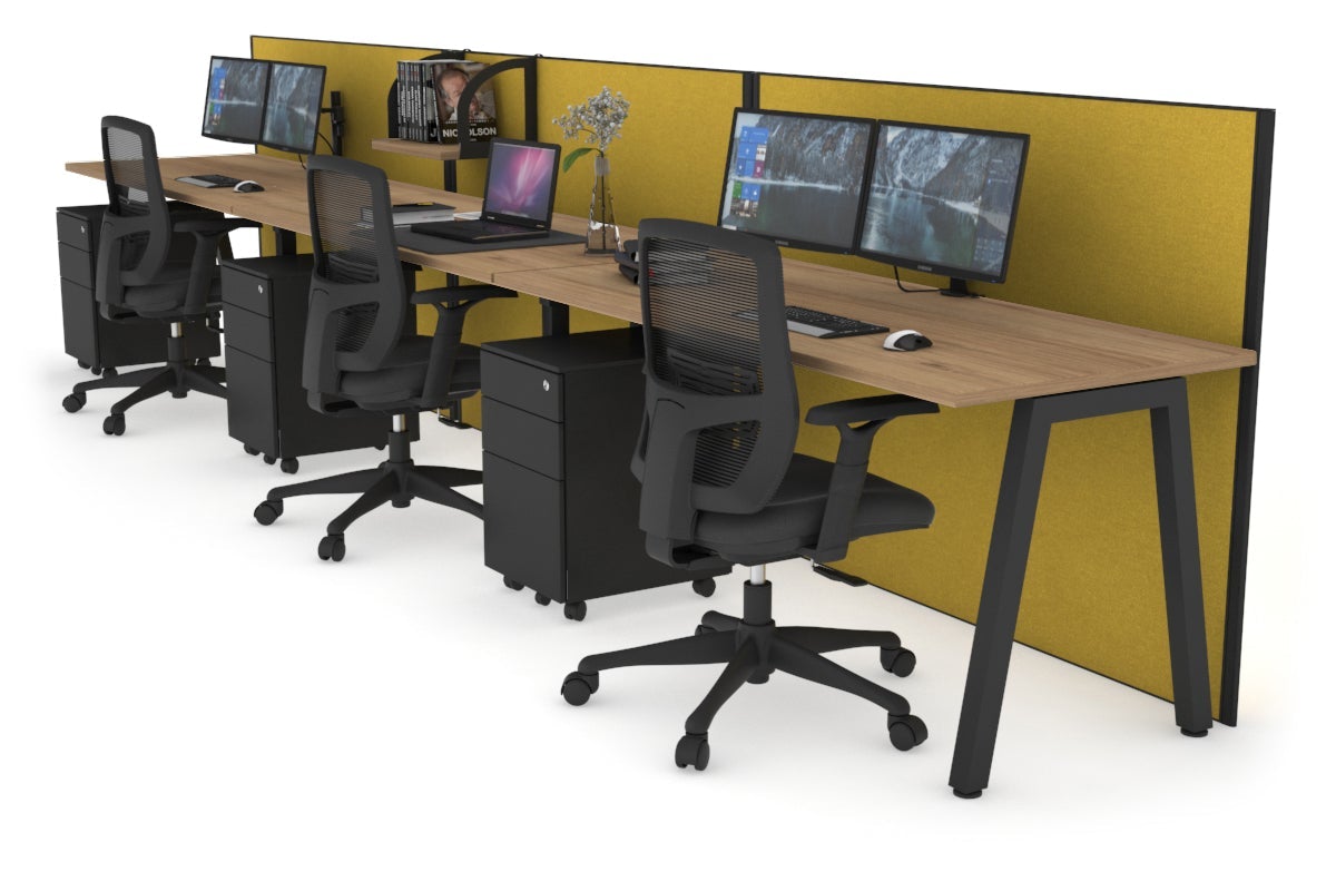 Horizon Quadro 3-Person Office Workstation Desk - 1200L x 700W Large Workspace for Collaborative Teams | Perfect for Shared Office Spaces & Coworking Environments