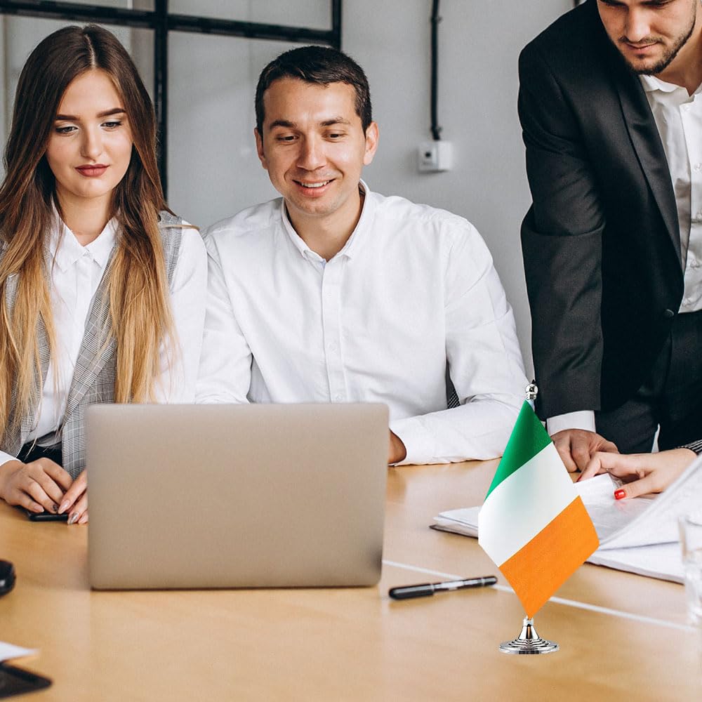 Irish Flag Mini Desk Decor - Ireland Table Flag for Home, Office & St. Patrick's Day Celebrations