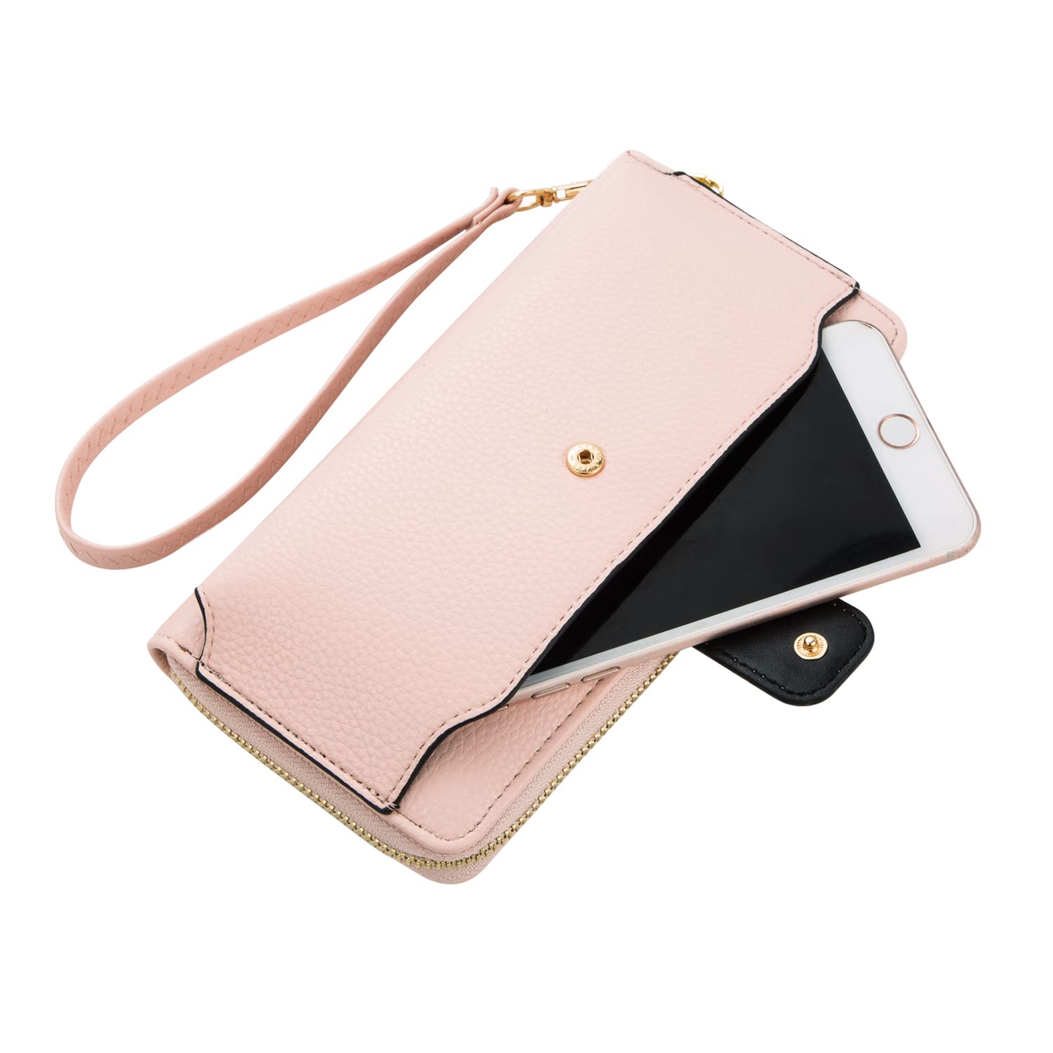 Women's RFID Blocking Wristlet Wallet with Phone Holder - Zip Around Crossbody Handbag for iPhone 15/14/13 - Perfect for Travel, Shopping & Everyday Use