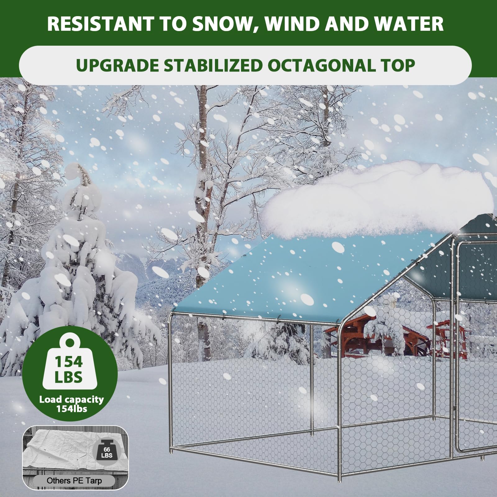 Large Metal Chicken Coop with Waterproof UV-Resistant Cover - 9.8'x6.6'x6.4' Outdoor Poultry Pen for Chickens, Ducks & Rabbits - Durable Backyard Farm Animal Shelter for Free Range & Protection