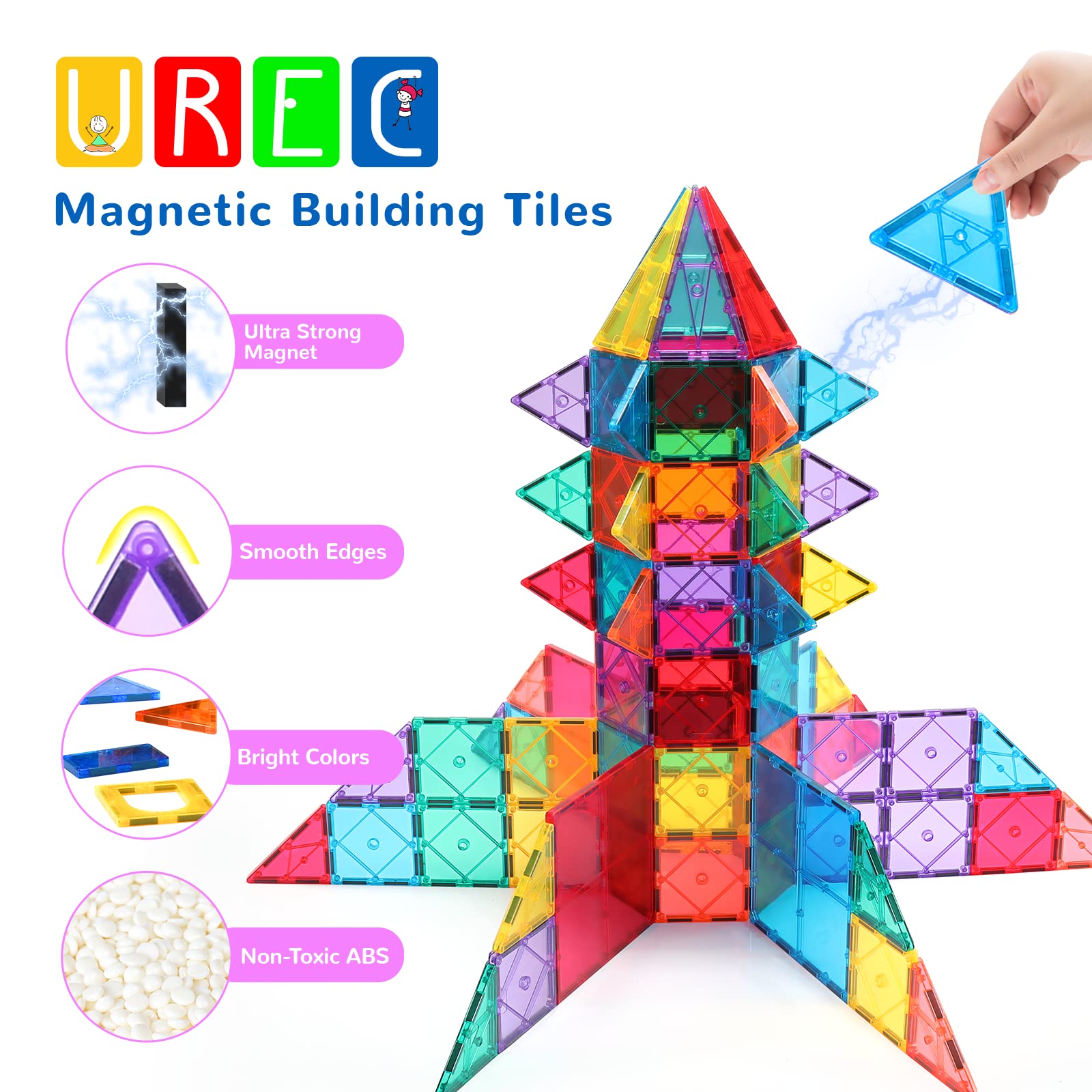 STEM Magnetic Building Blocks for Kids - Educational Montessori Toys for Boys & Girls Ages 3+ | Sensory Learning, Creative Construction Play | Perfect for Preschool Classroom & Home Playroom Activities