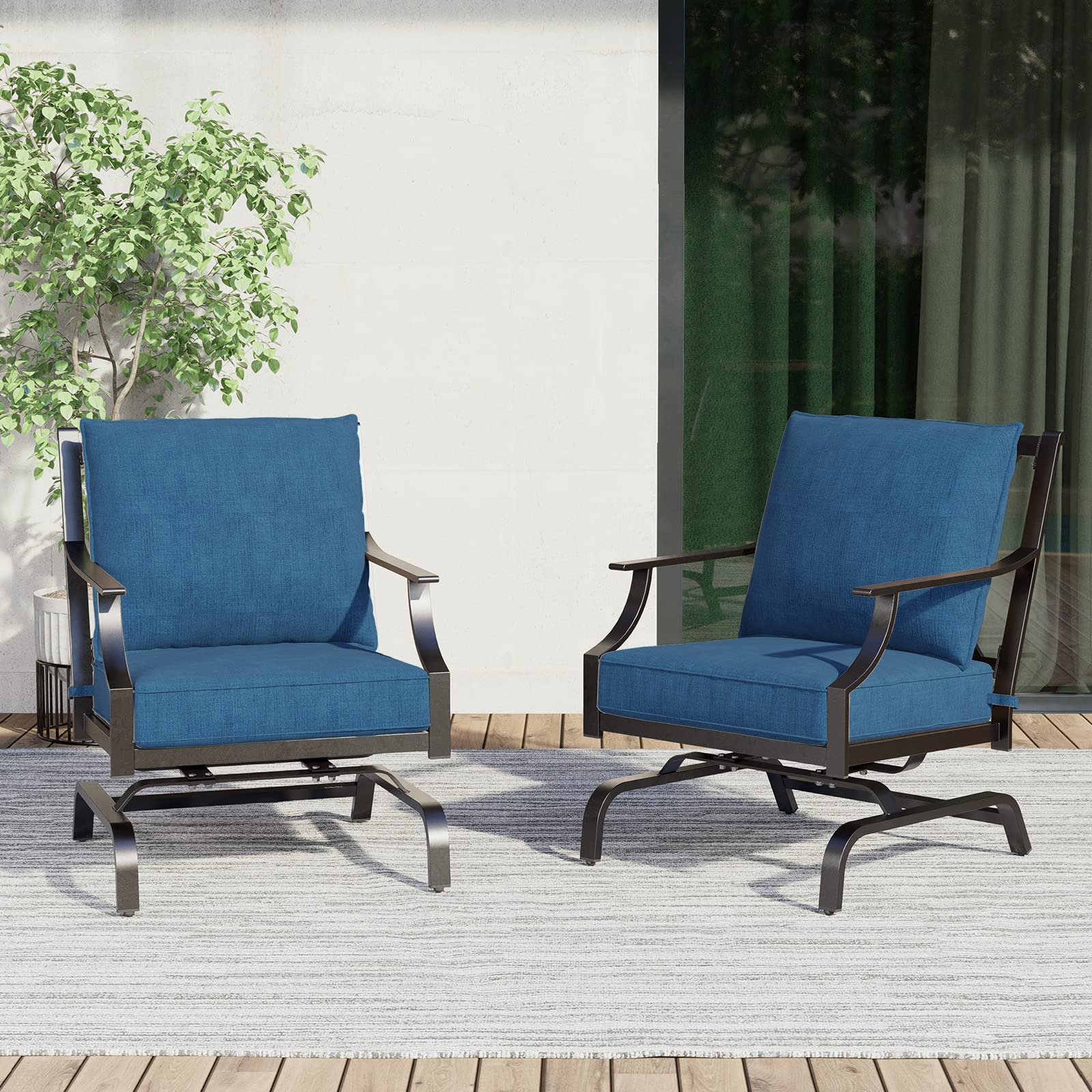 Premium 2-Piece Outdoor Patio Chair Set with Thick Peacock Cushions - Weather-Resistant Wicker Garden Furniture for Backyard, Poolside & Lawn Relaxation | Perfect for Outdoor Entertaining, Lounging & Summer BBQs | Ideal for Patio, Deck, Garden & Outdoor Living Spaces